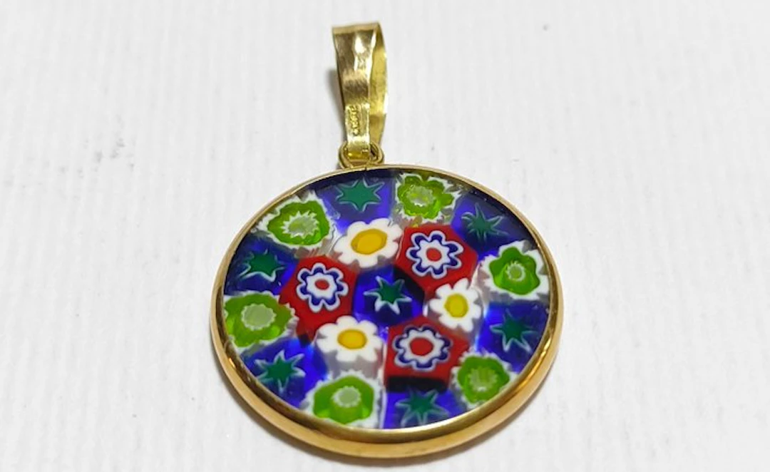 No reserve price - Pendant - 18 kt. Yellow gold - Pendant with murrine