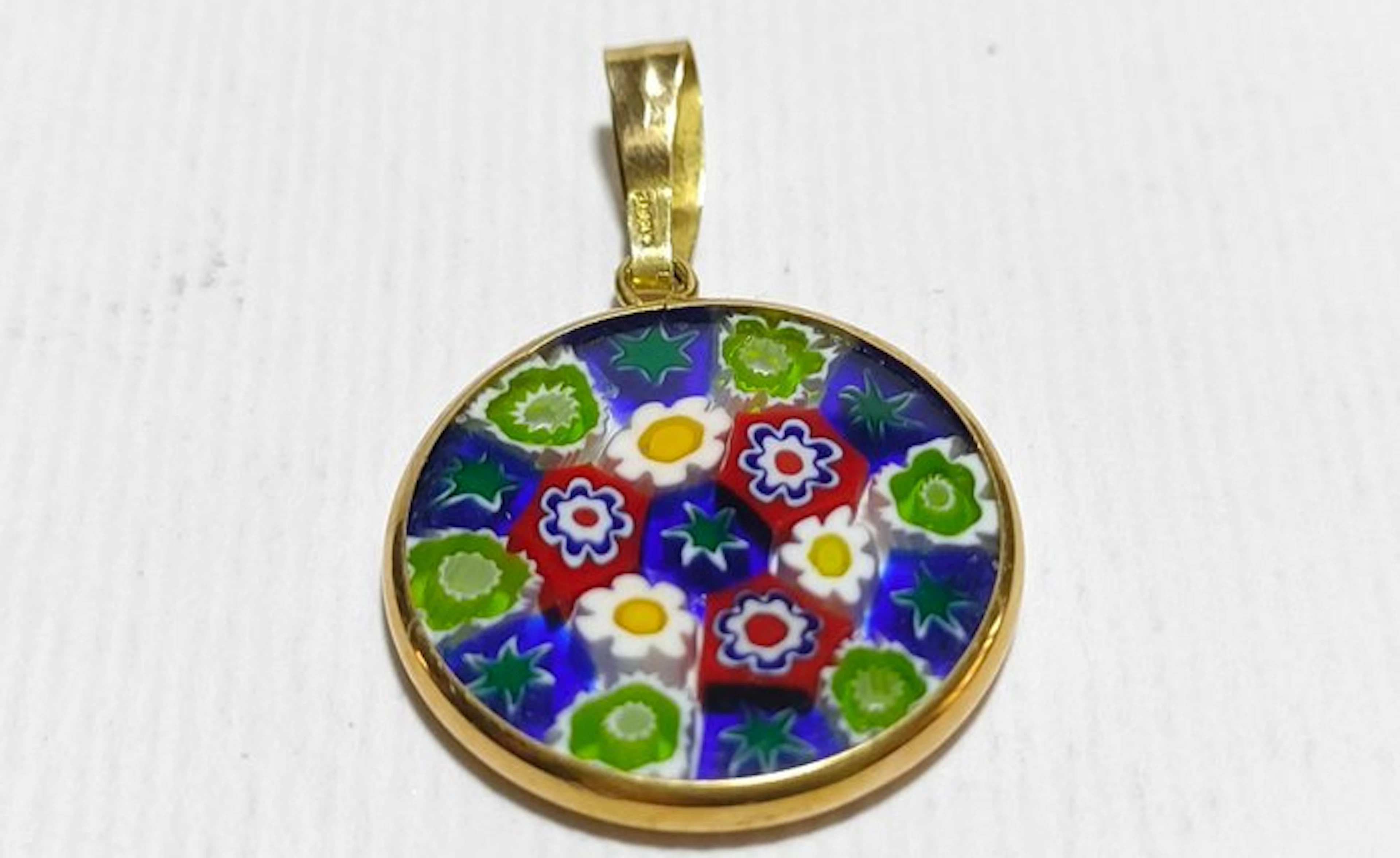 No reserve price - Pendant - 18 kt. Yellow gold - Pendant with murrine