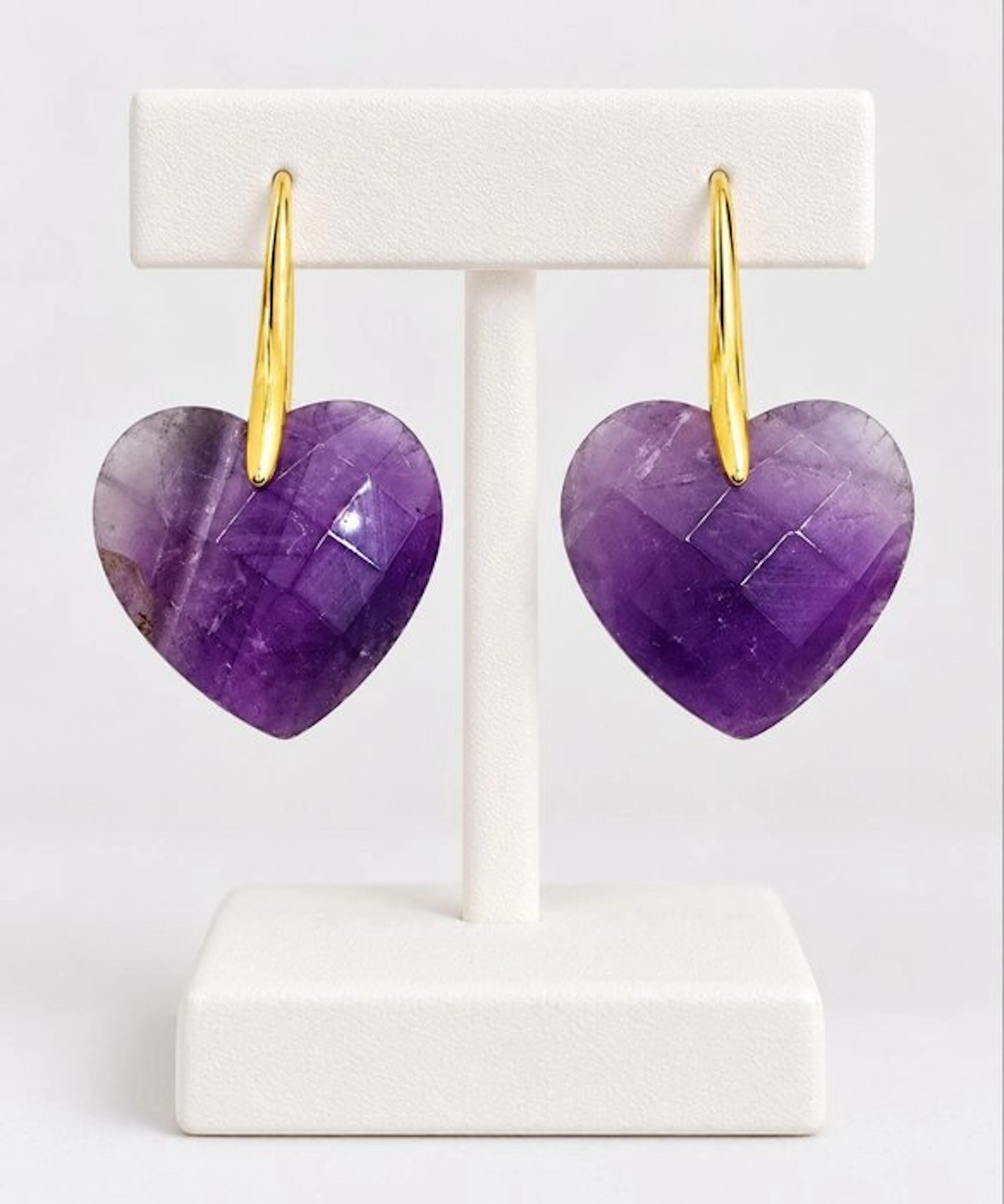 EmPremium Natural Icelandic Amethyst Heart Earrings - Earrings