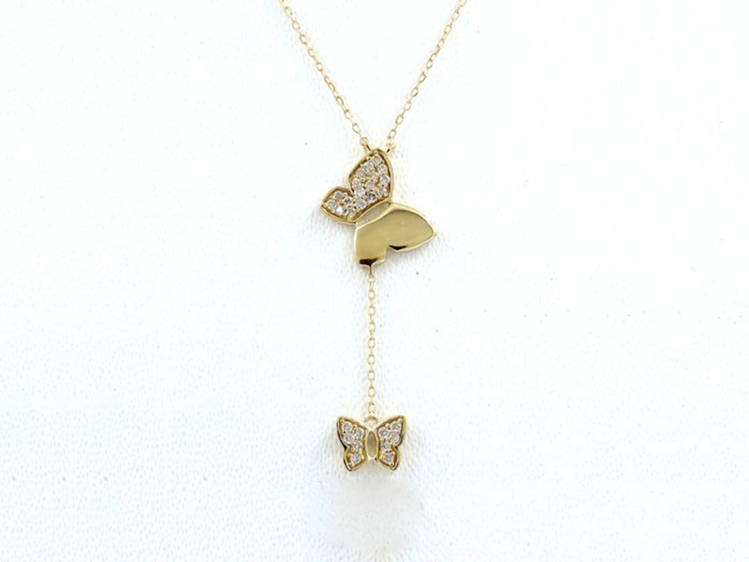 Necklace with pendant - 14 kt. Yellow gold - 0.14ct. tw. Diamond (Natural)