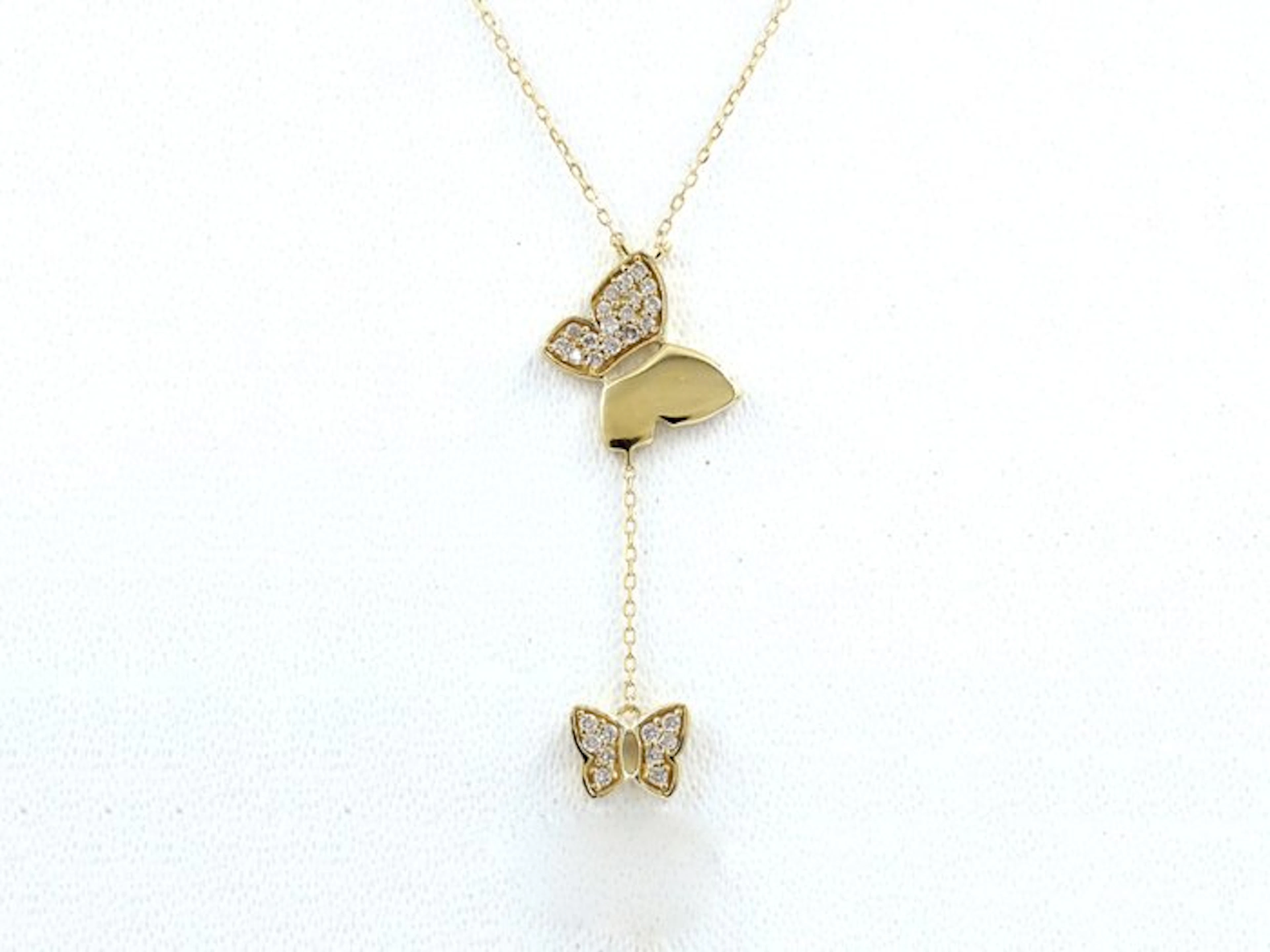 Necklace with pendant - 14 kt. Yellow gold - 0.14ct. tw. Diamond (Natural)