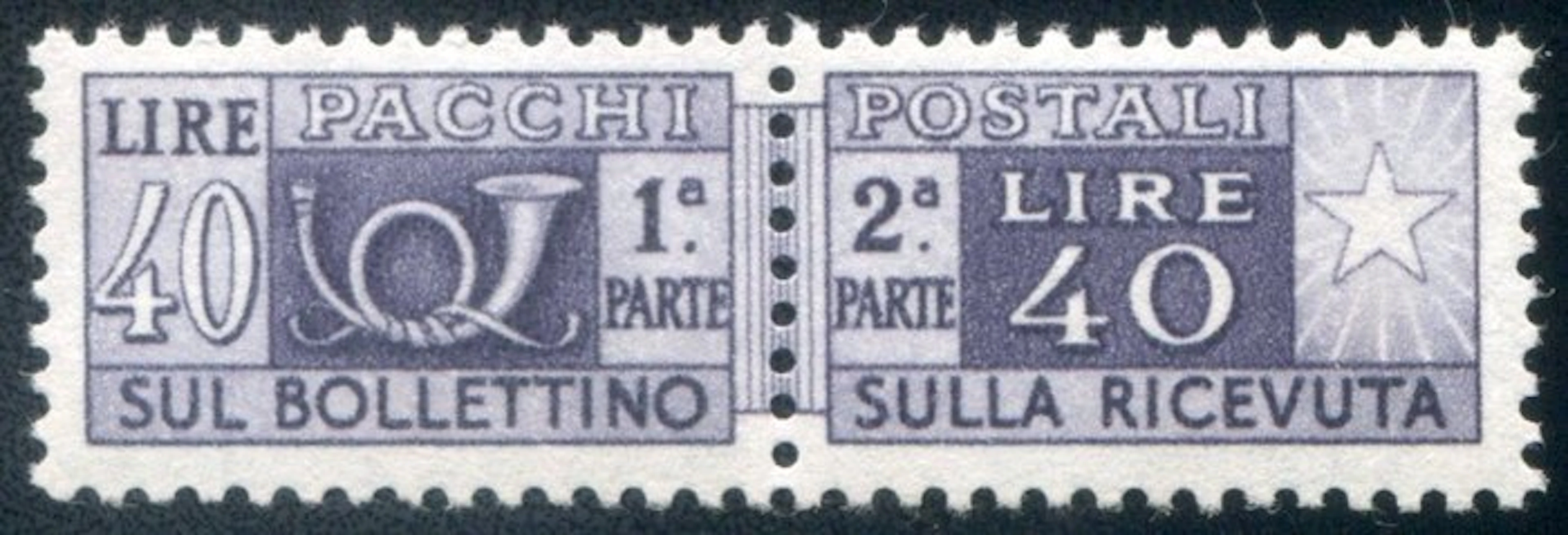 Italian Republic 1962 - Postal parcels 40 lire gray-violet