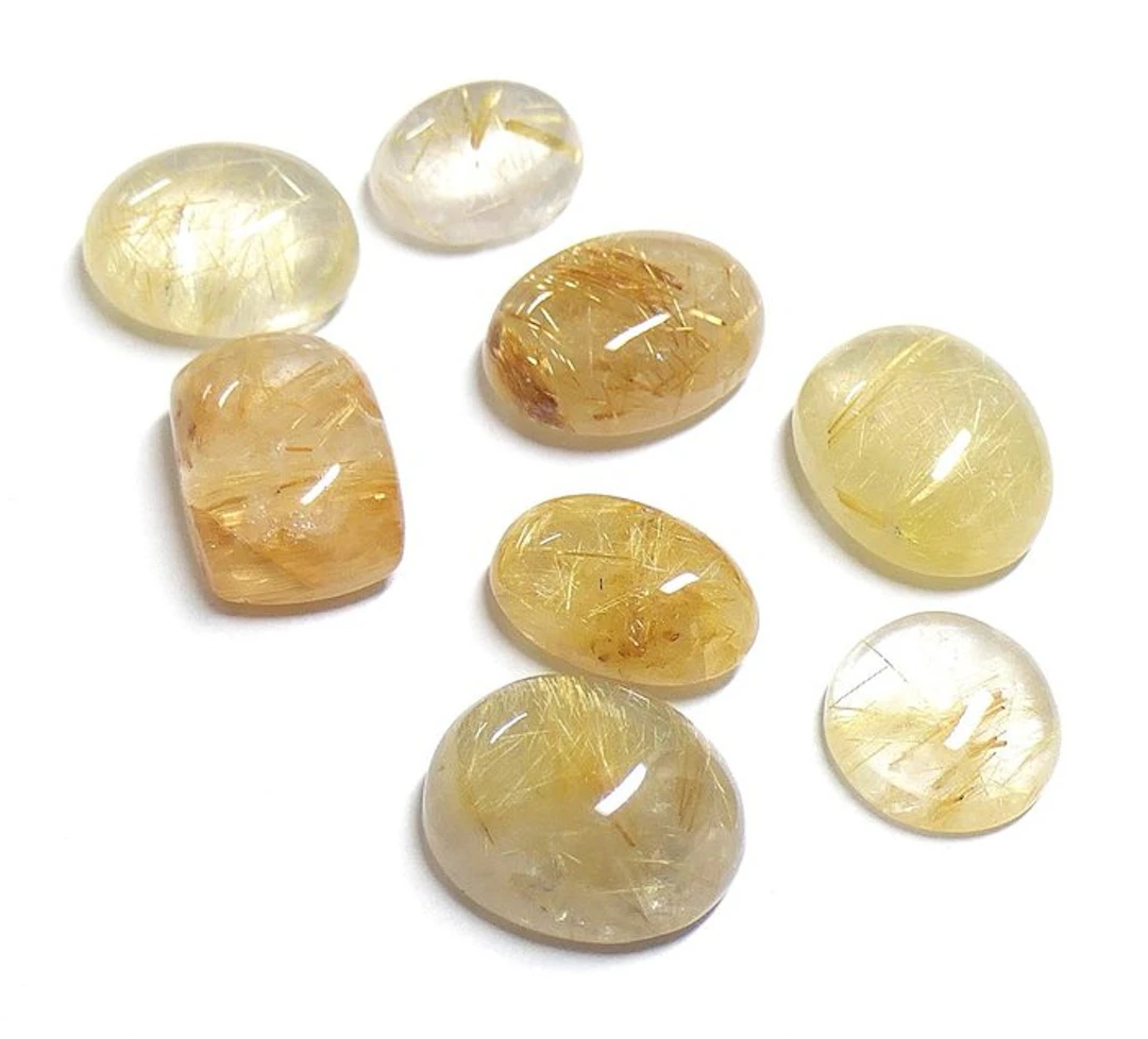 Lot - RUTILE QUARTZ - 100% NATURAL Cabochon- 10.37 g - (8)