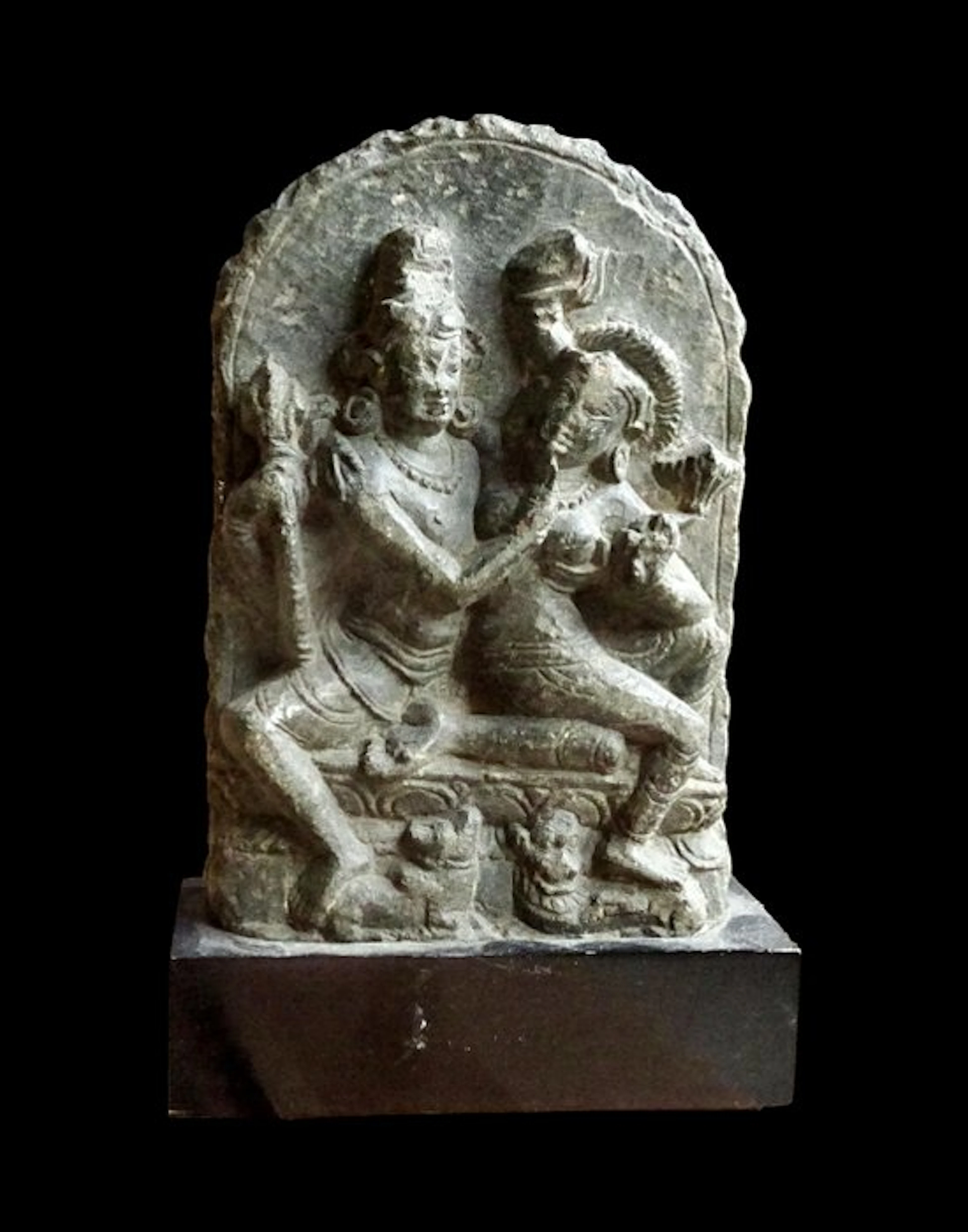 Ancient Asian - Shiva and Parvati stele - India