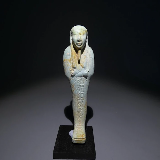 Ancient Egyptian Faience Shabti or Ushabti for Nanefer-senebek