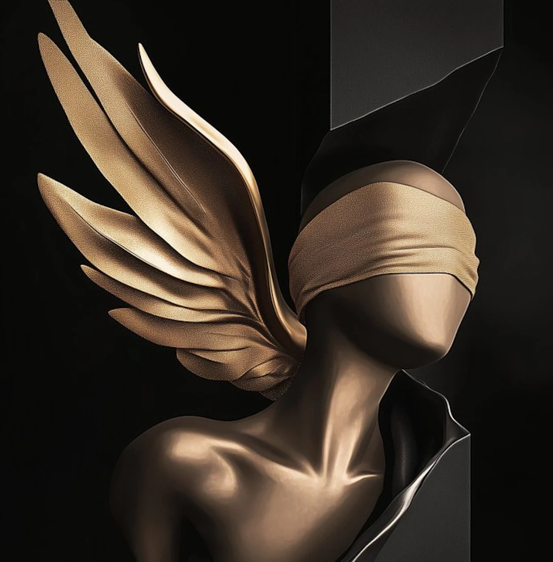 CREATIVE_HUB - Bronze blinfolded metal Angel