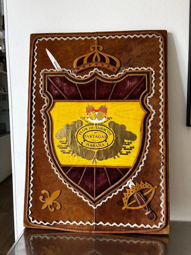 Partagás Havana – Large Vintage Cuban Cigar Advertising Wall Plaque – Leather