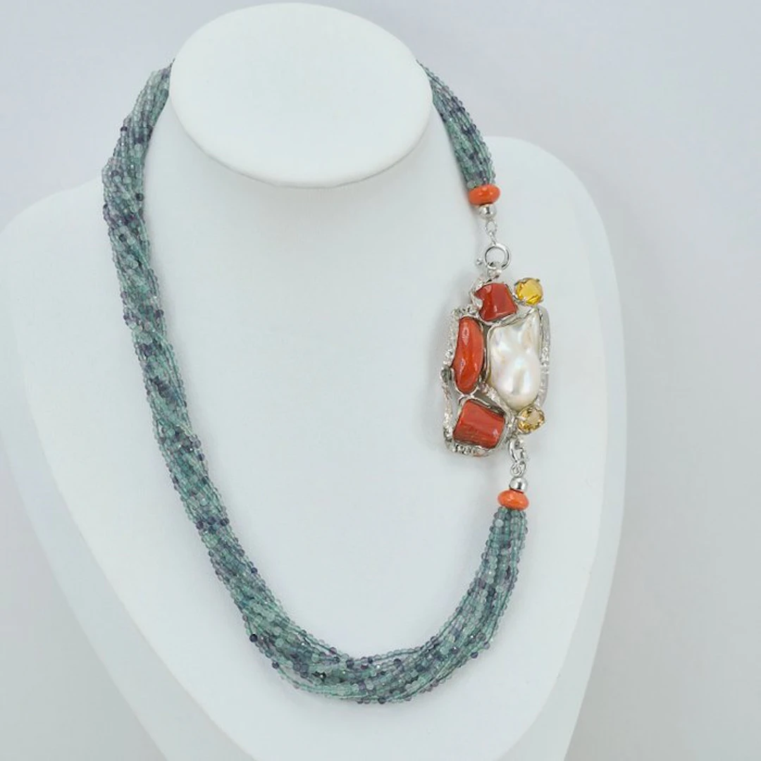 Coral - Silver - Necklace - MULTI-WEAR NECKLACE