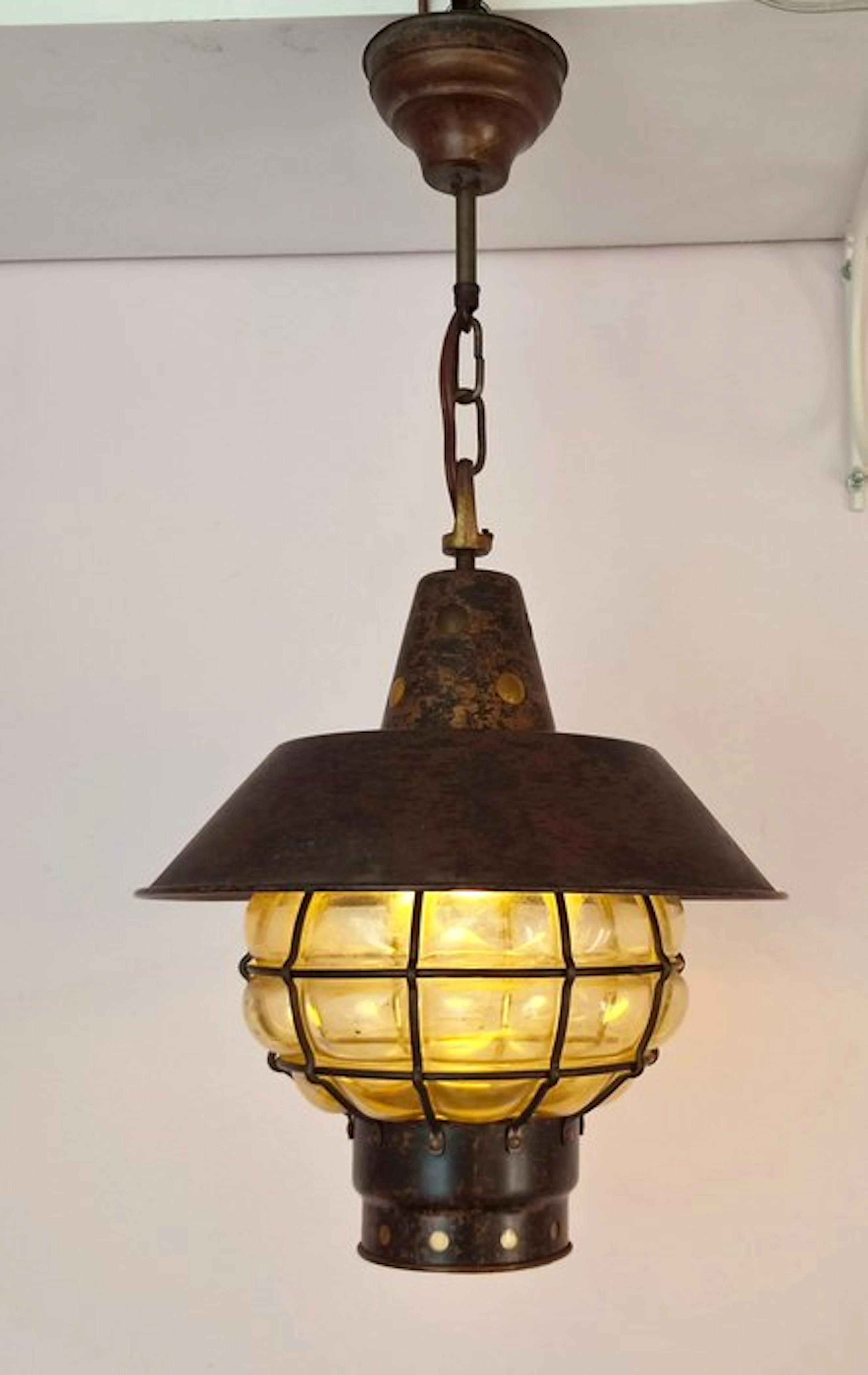 Ankerlicht - Lamp - Ship's lamp - blown glass, copper