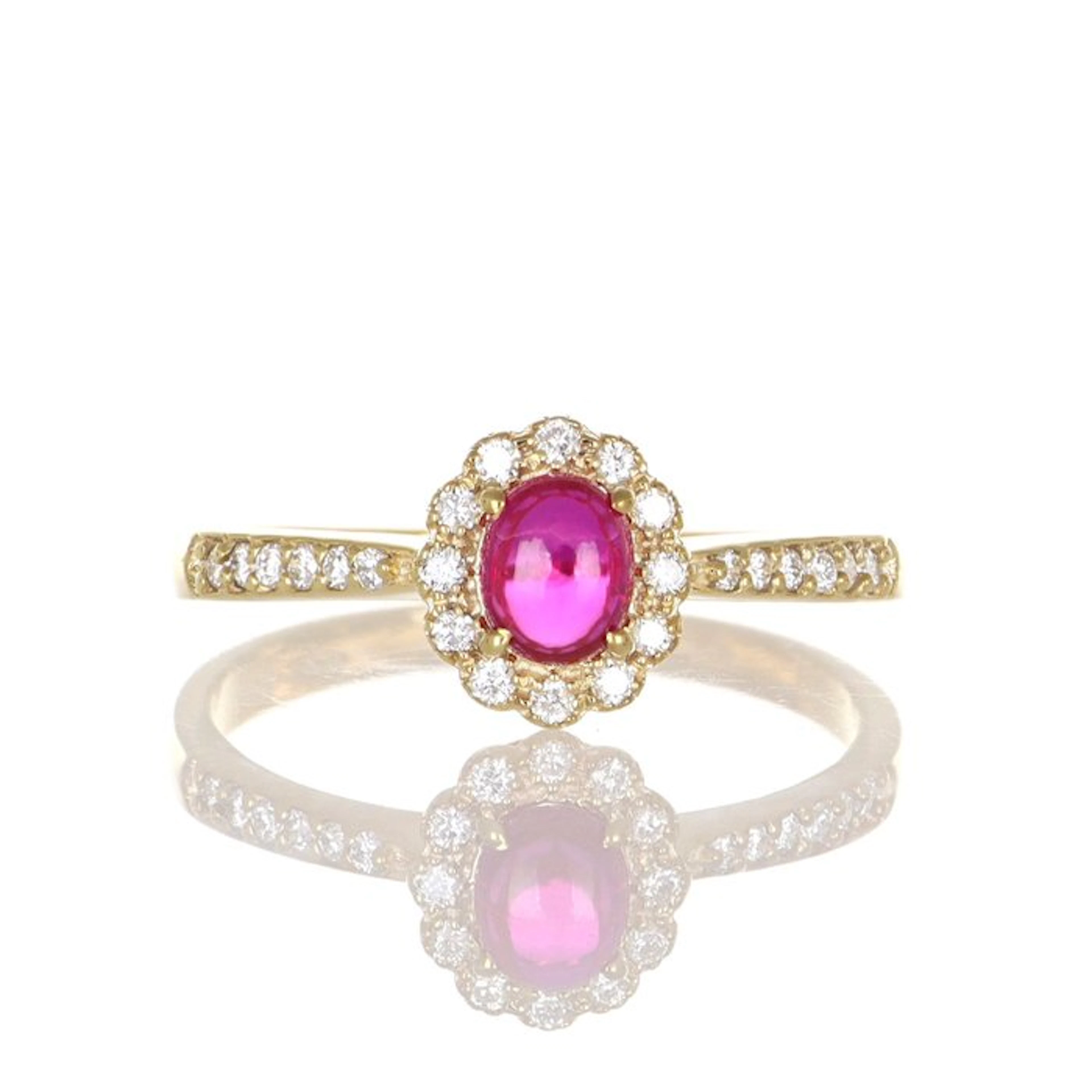 No reserve price - Ring - 18 kt. Yellow gold Ruby - Diamond