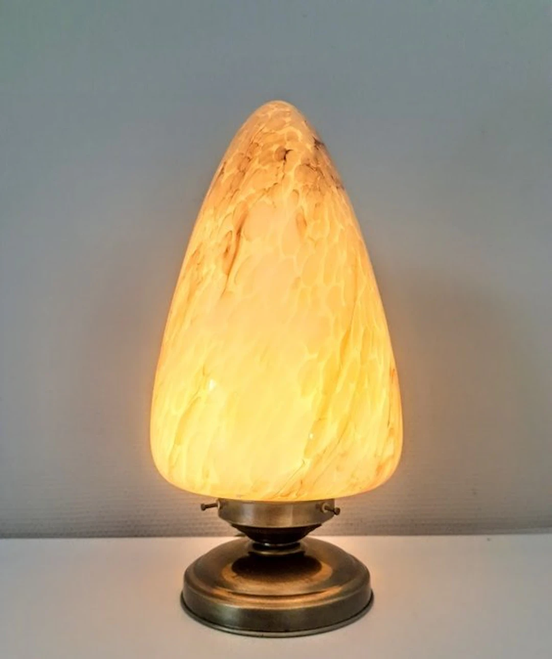 Table lamp - Art Deco table lamp - marbled glass, brass
