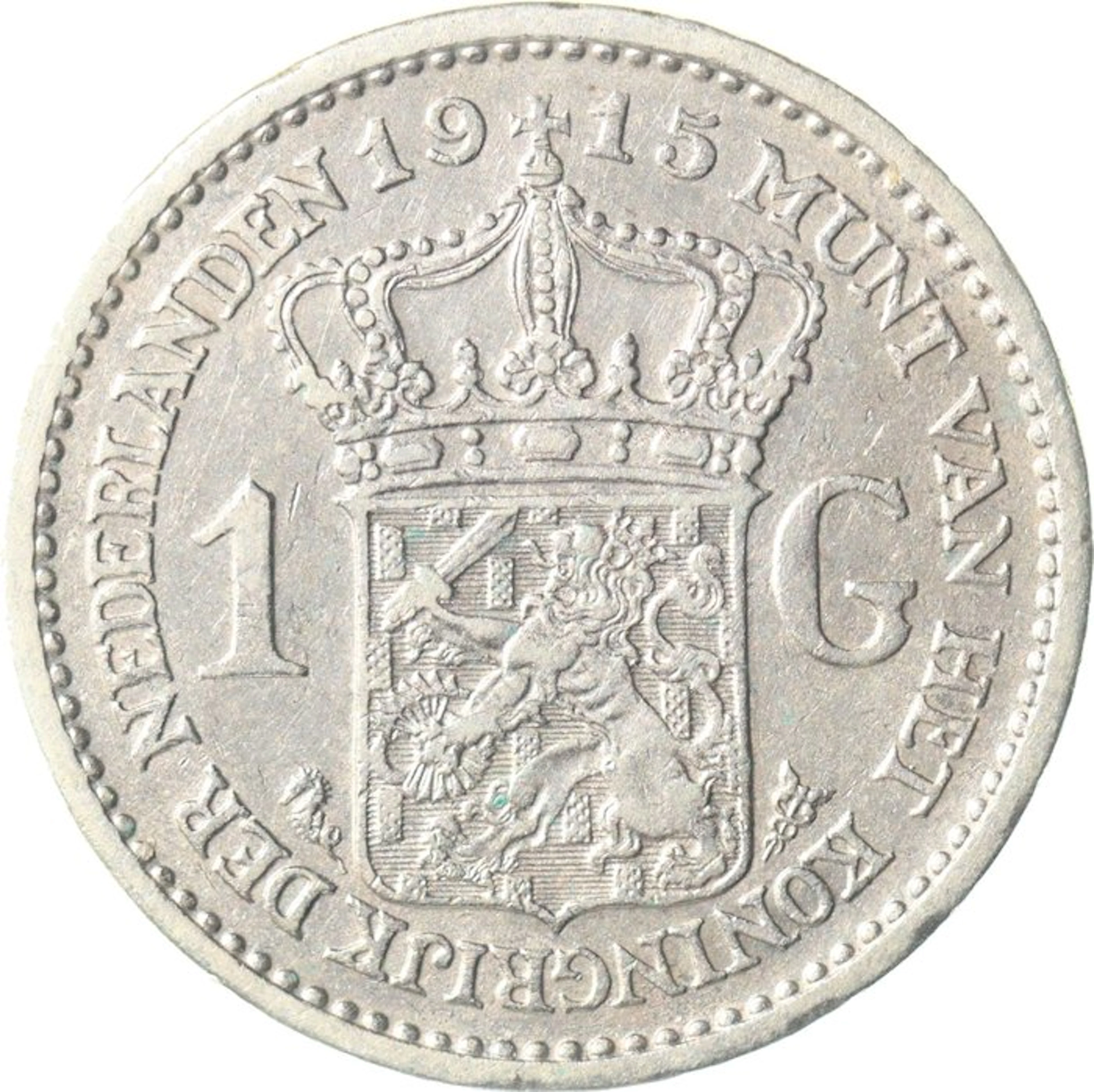 Netherlands. Wilhelmina. 1 Gulden 1915 (No reserve price)