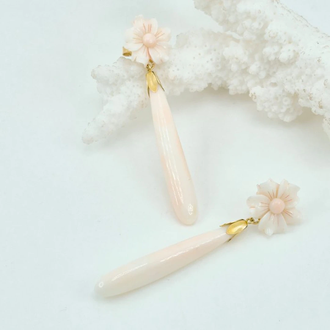 Silver, Gold-plated Earrings - PINK CORAL