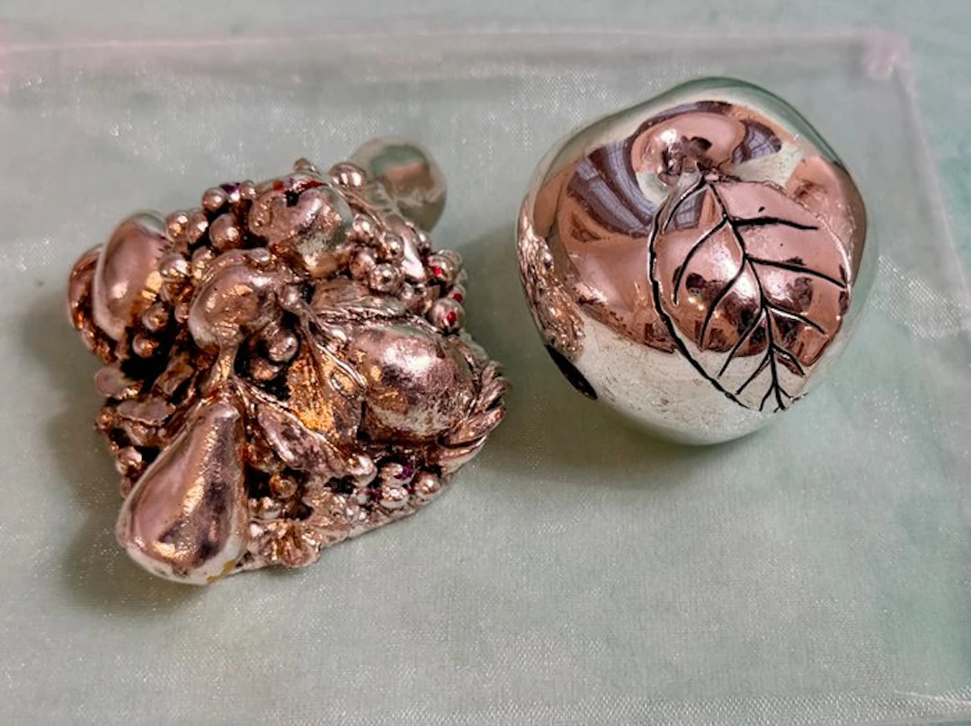 Arde Argenti - Figurine - Apple and Fruit Basket Set (2) - 925 silver laminated
