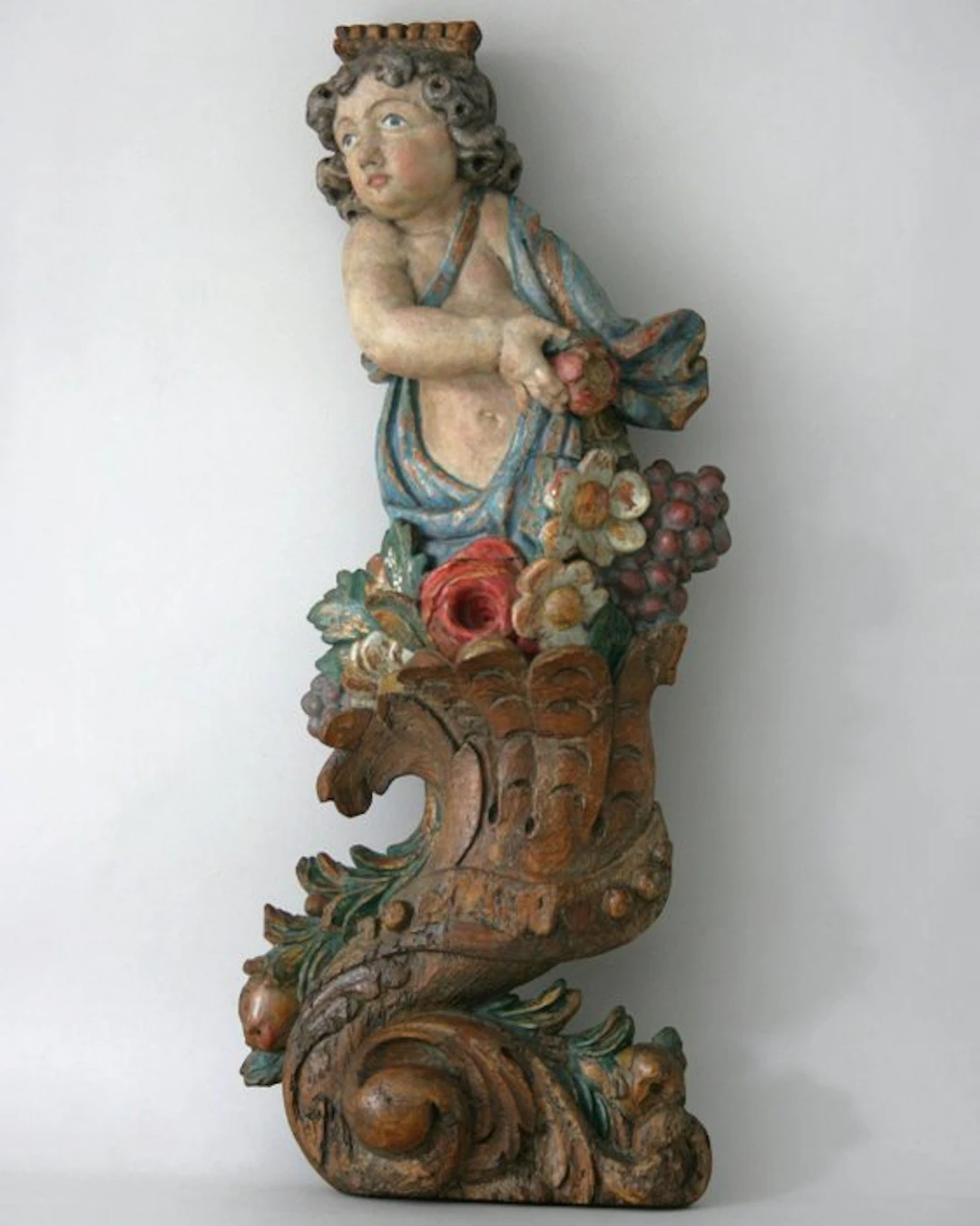 Houtsnijwerk - Figure - Spaanse Putti - Polychrome wood
