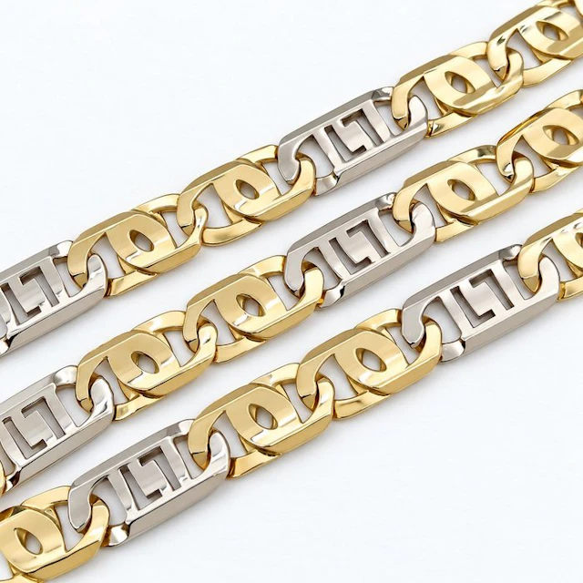 Necklace - 18 kt. Yellow gold, White gold - Made in Italy - Handmade