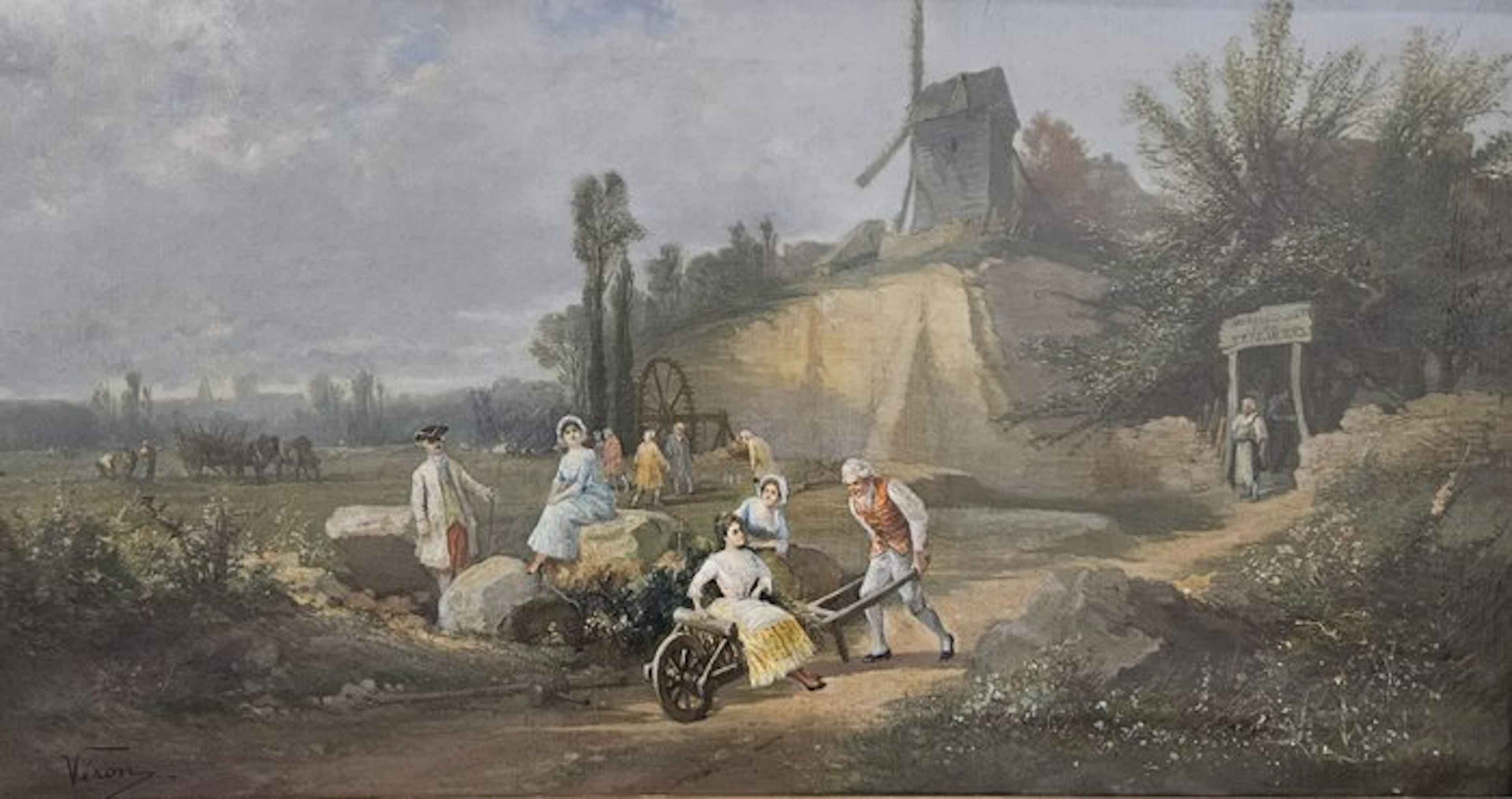 Alexandre René Veron (1826-1897) Attributed to - Paisaje Romántico
