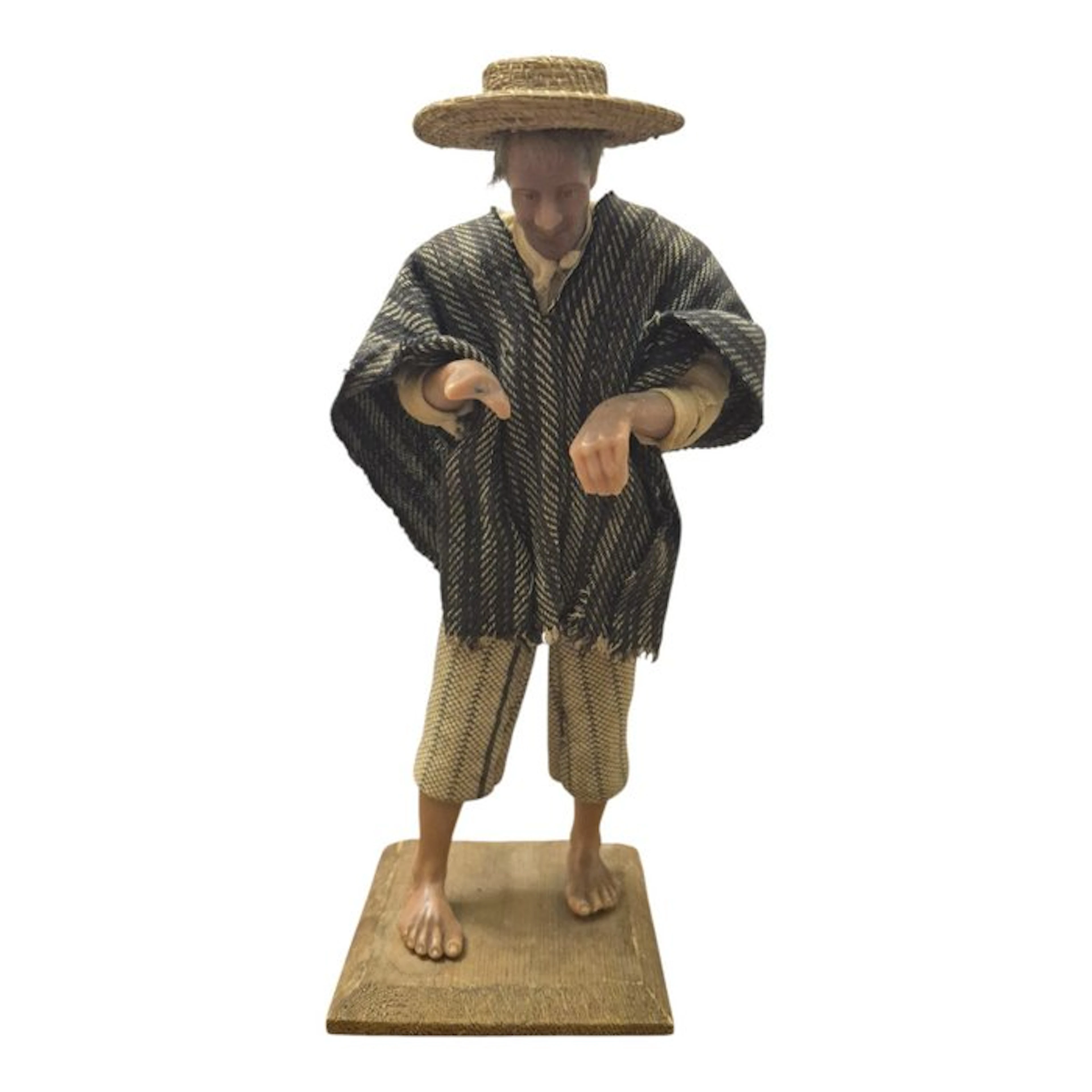Rafael Ramirez - Figurine - Contadino con cappello - Wax, Textile, Wood
