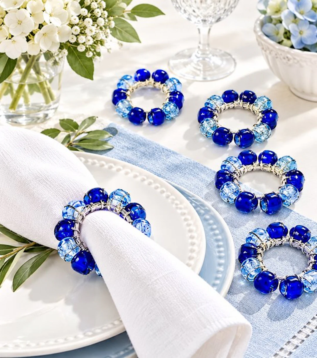 Napkin ring (6) - Glass, Metal - 6 napkin rings