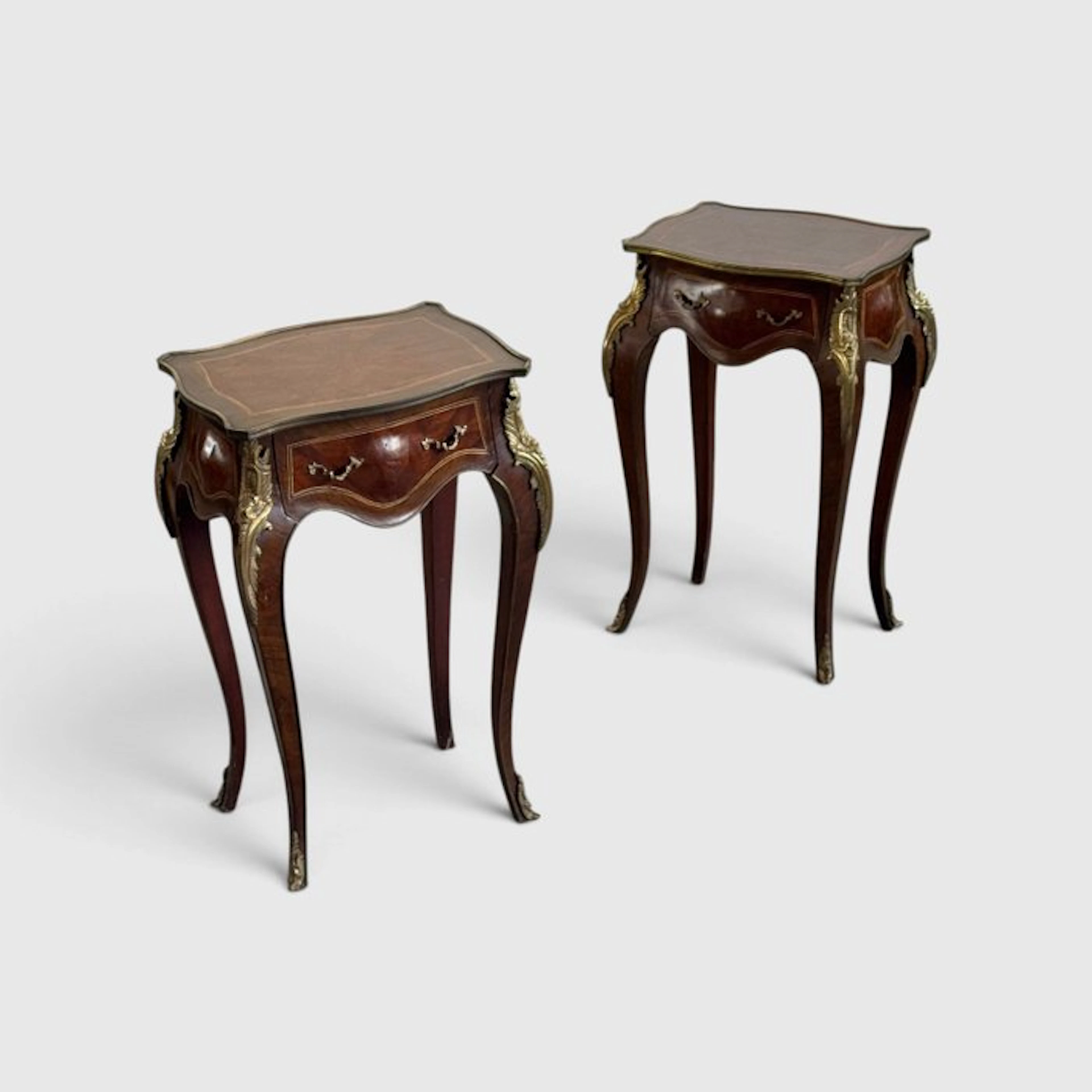 Side table (2) - Wood, Brass