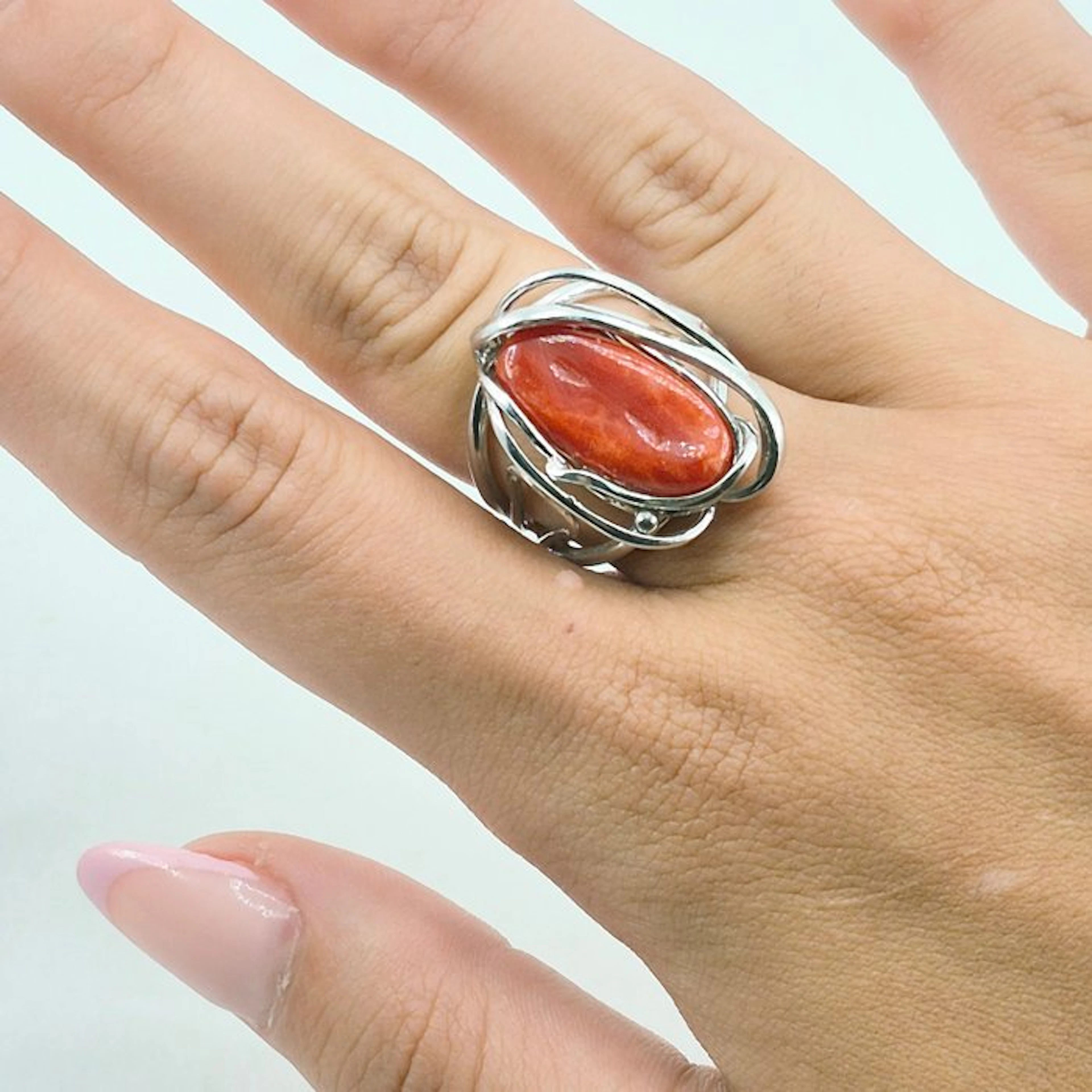 Coral - Silver, No Reserve - Ring - CORALLO MEDITERRANEO