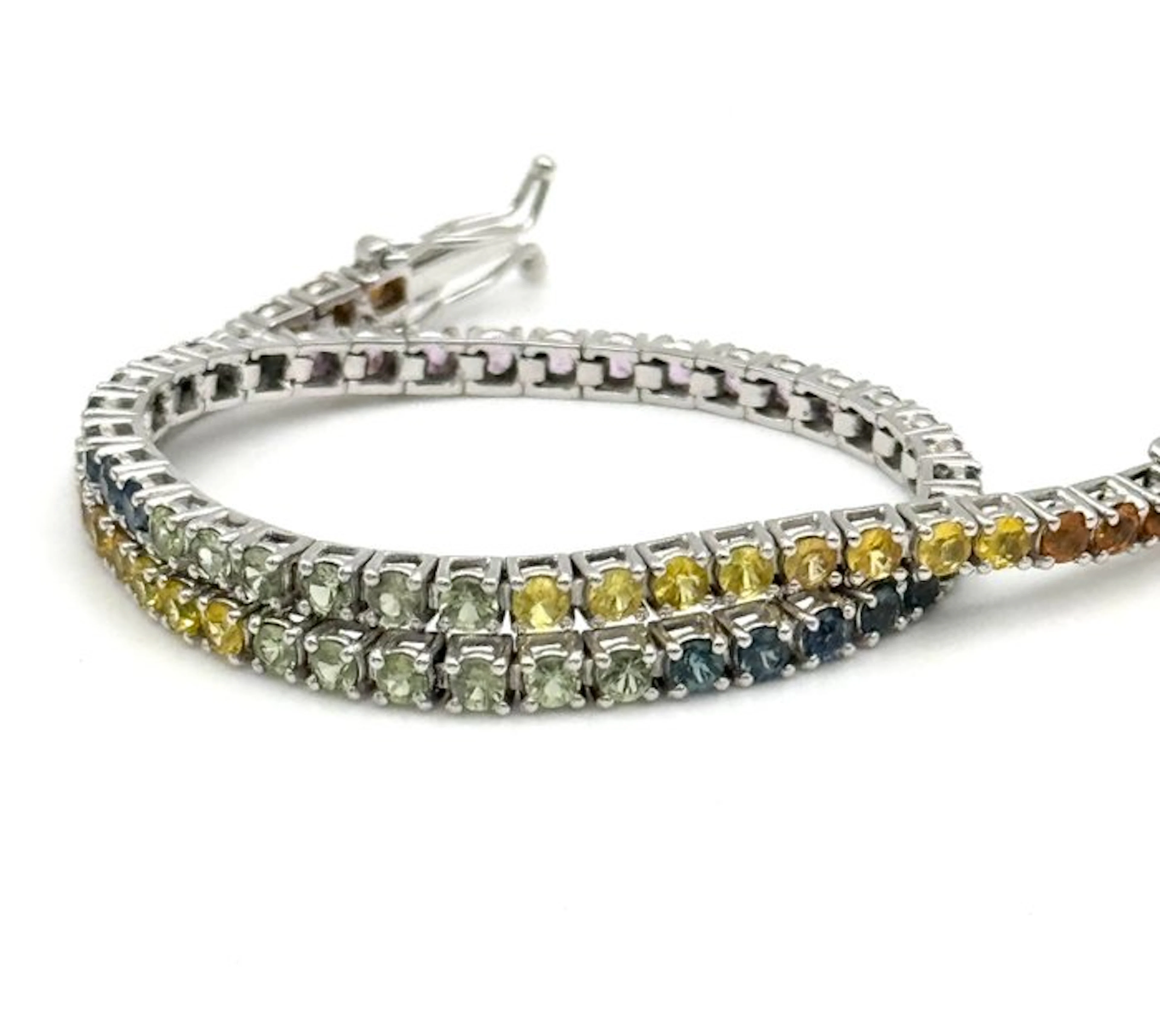 Tennis bracelet - 18 kt. White gold - 5.10ct. tw. Sapphire