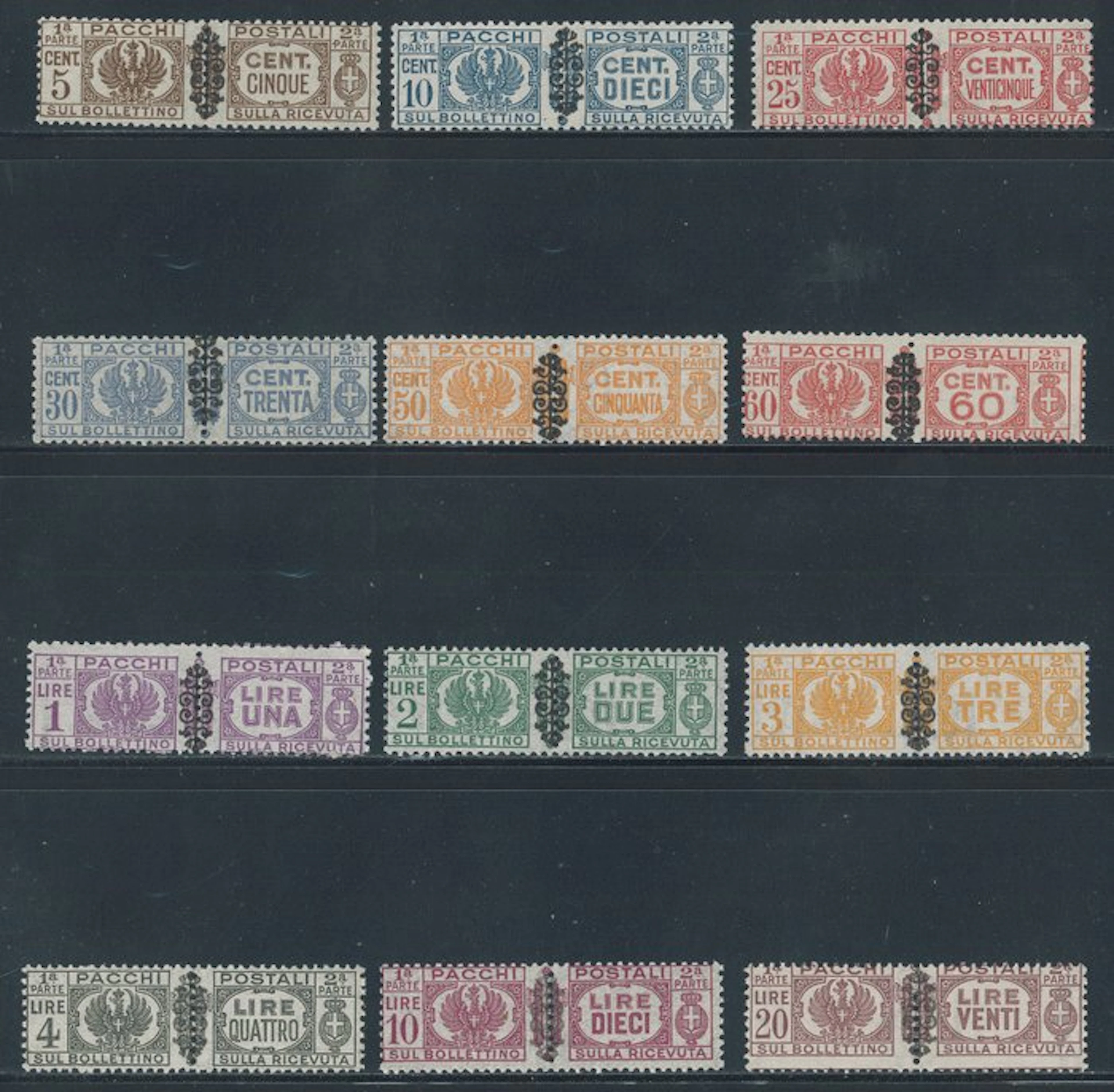 RSI - Postal Parcels overprinted in the center, complete series nos. 48/59.