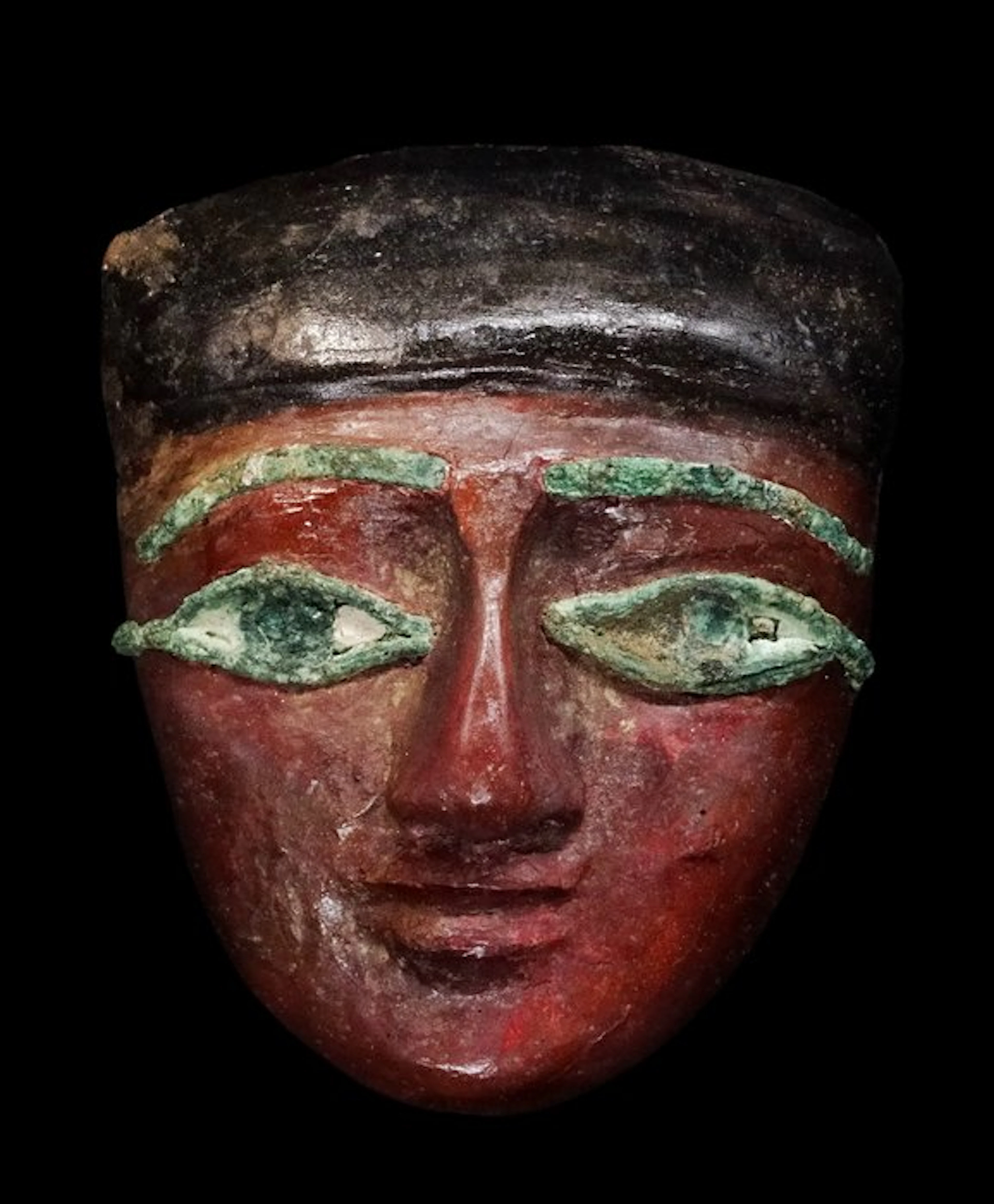 Ancient Egyptian - Wooden sarcophagus mask - inlaid eyes...