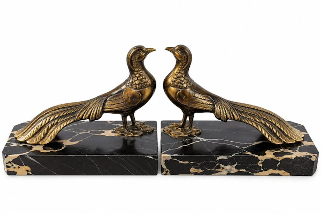 Marbrerie d'Art L.C. Saint-Étienne - Bookends (2) - Gilt bronze