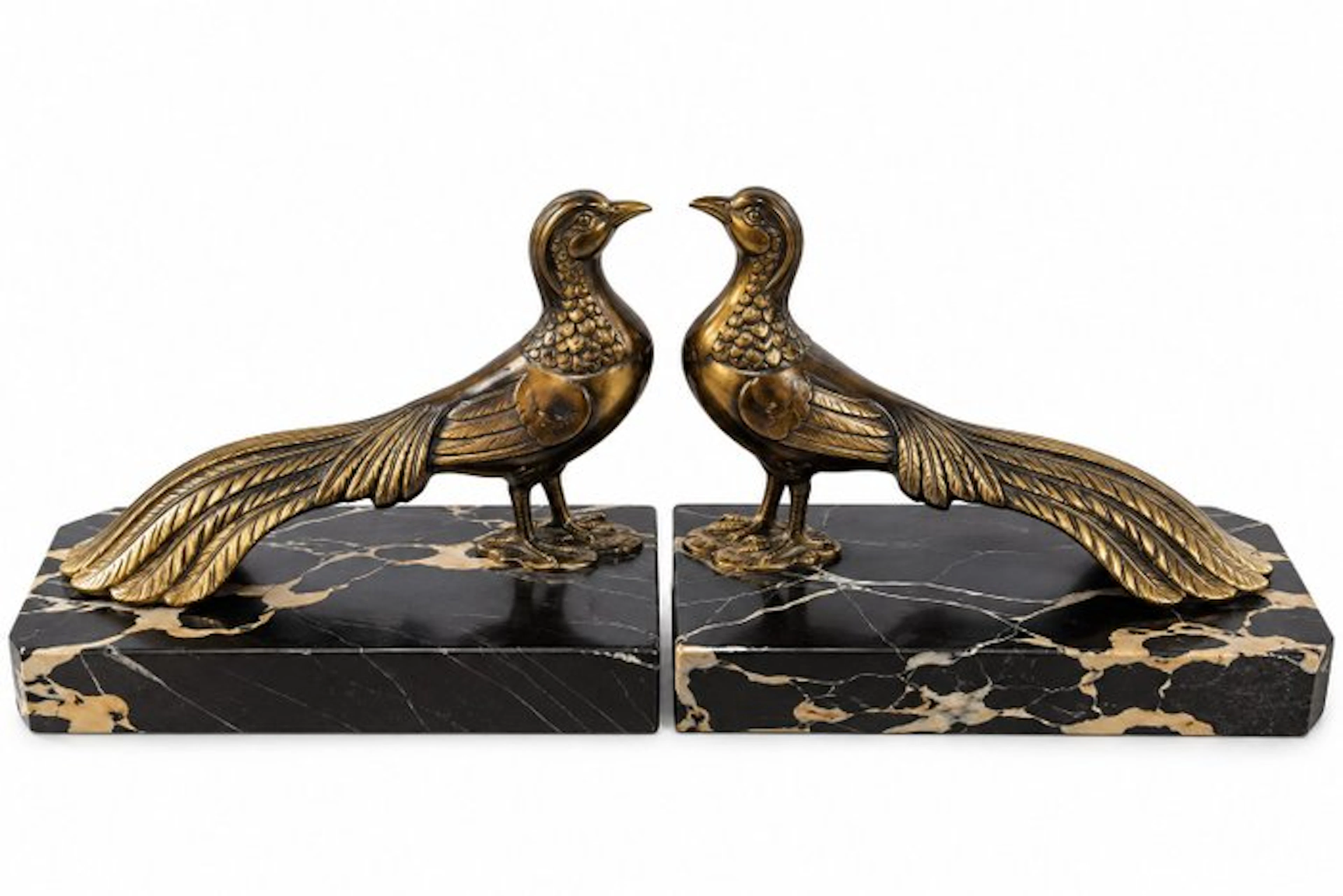 Marbrerie d'Art L.C. Saint-Étienne - Bookends (2) - Gilt bronze