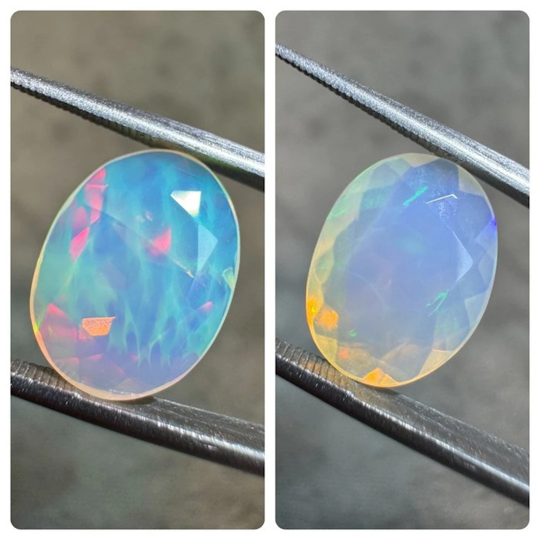 Lot of 2 faceted white opals from Ethiopia - 5.26 carats...