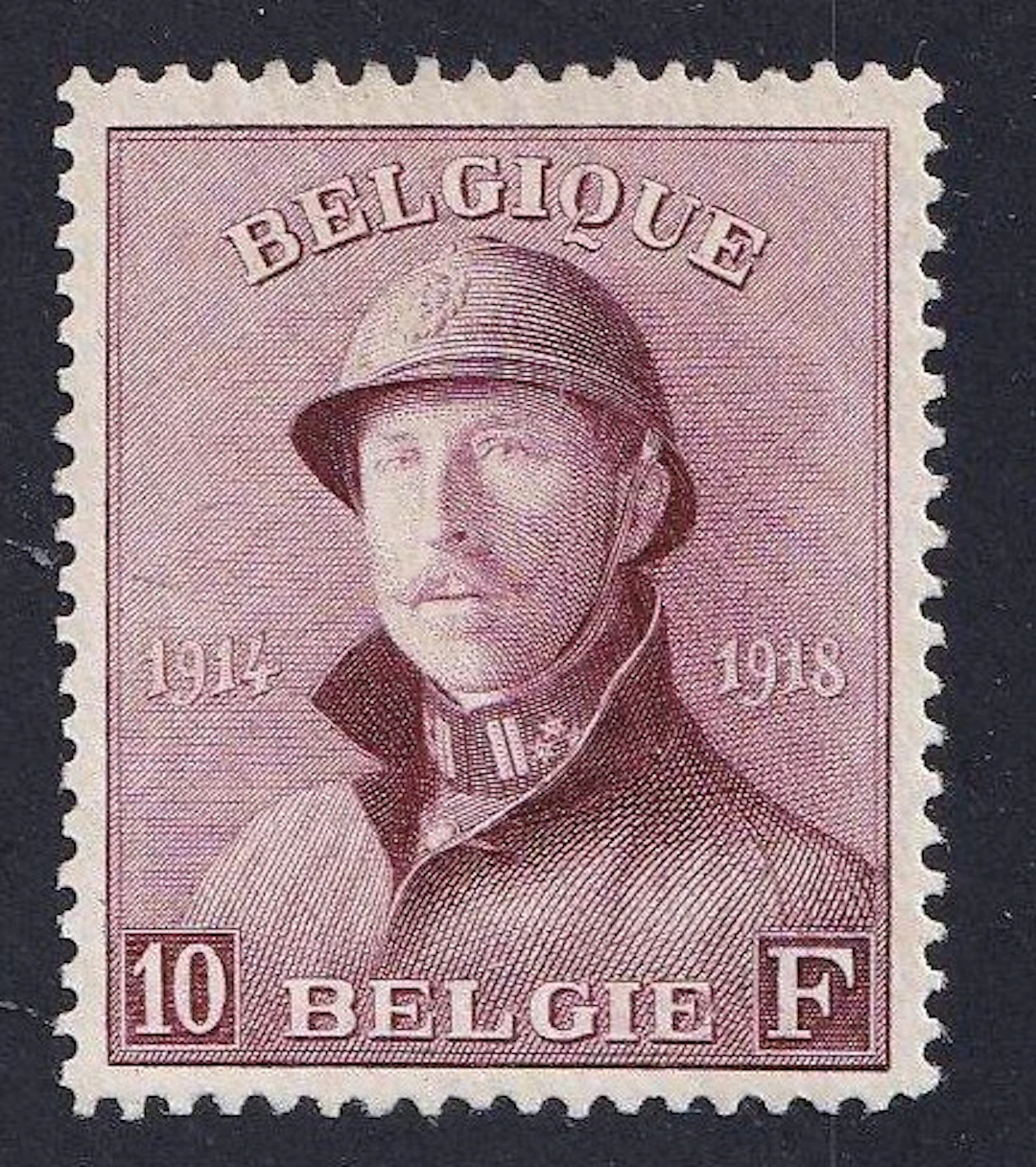 Belgium 1919 - Albert with helmet - 10F wine red - POSTFRIS - OBP/COB 178