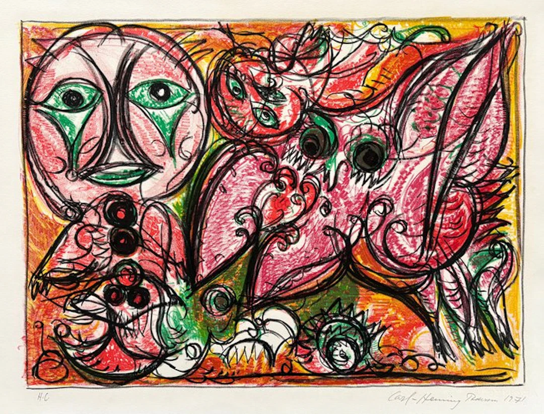 Carl-Henning Pedersen (1913-2007) - Composition with figures