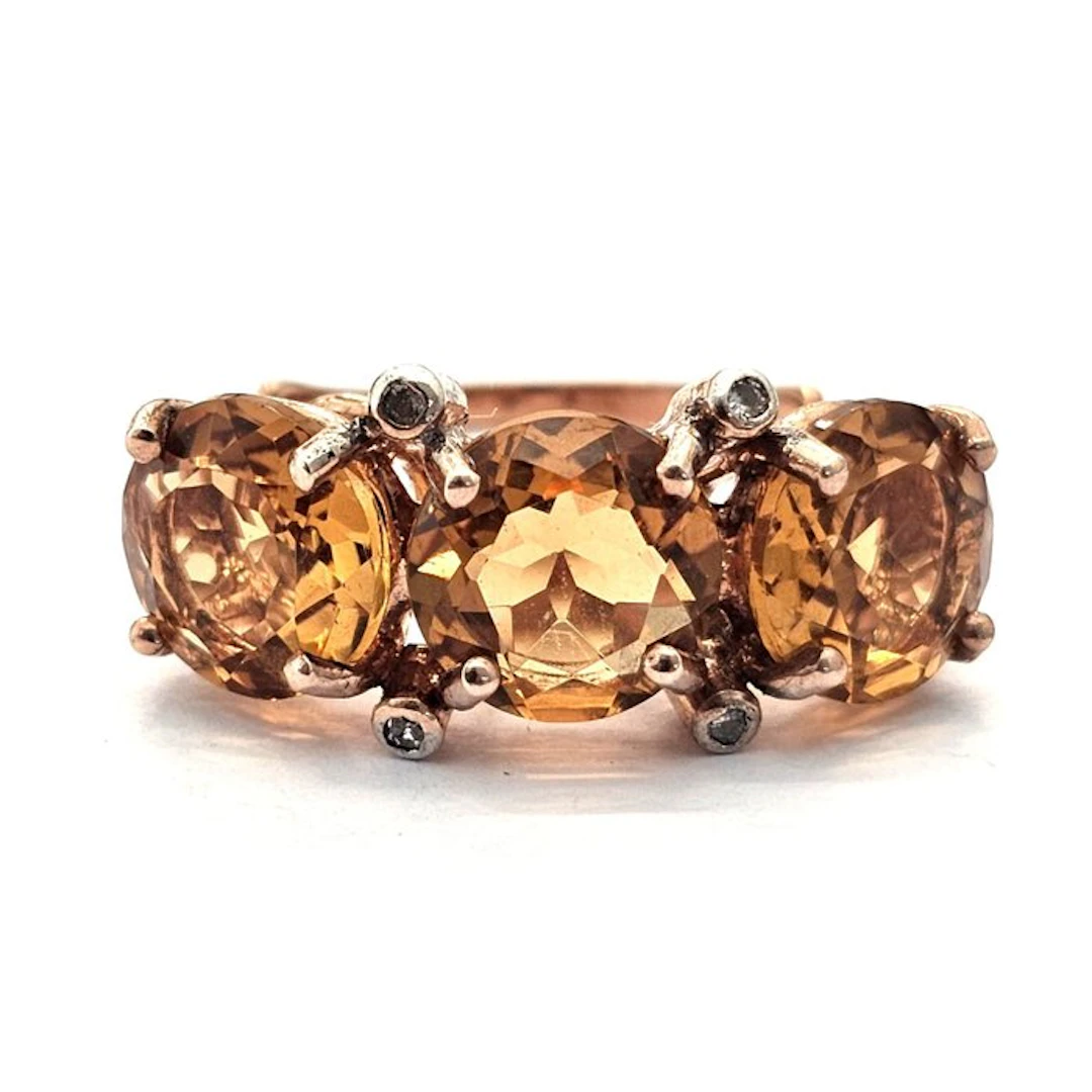 No reserve price - Ring - 9 kt. Rose gold, Silver Spinel - Diamond