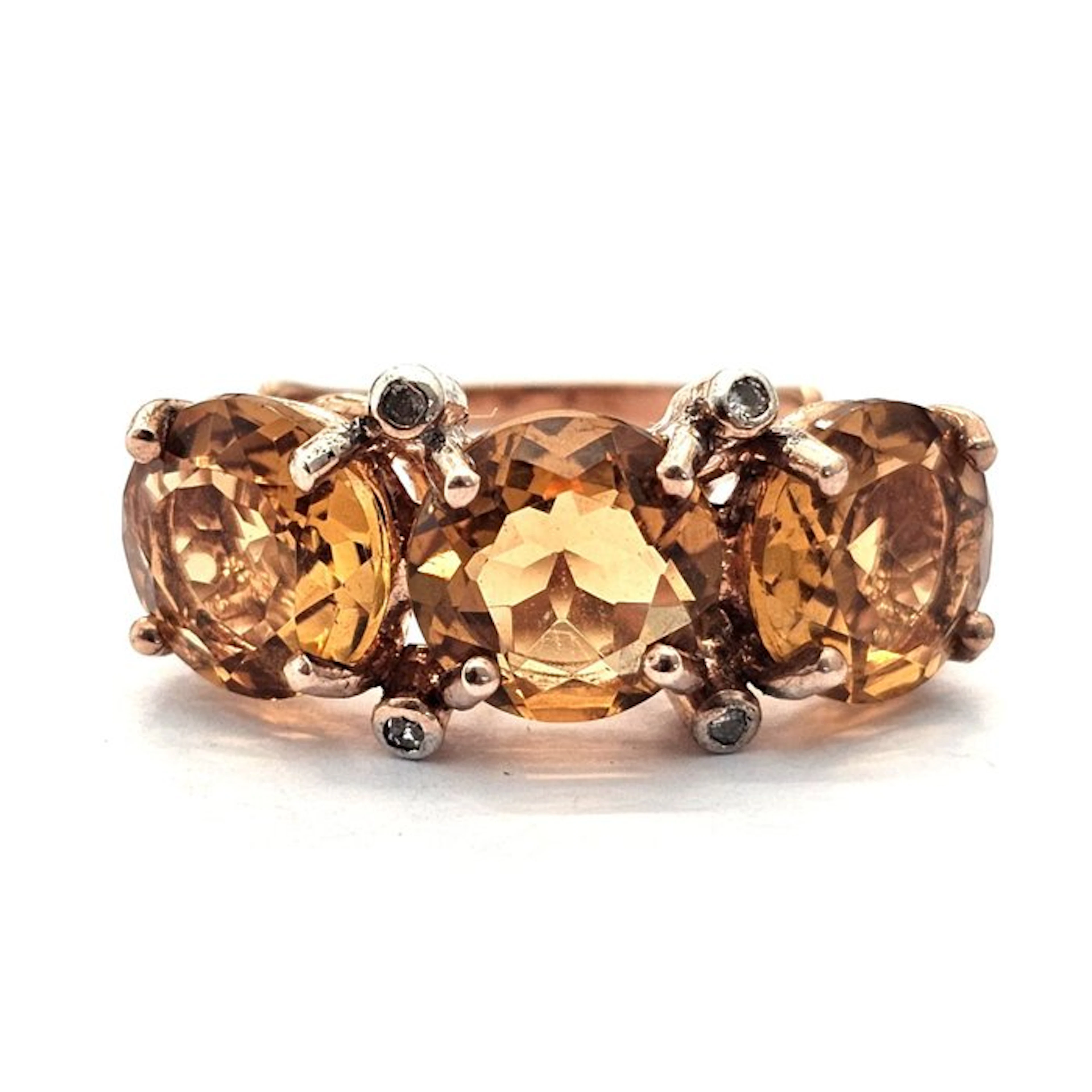 No reserve price - Ring - 9 kt. Rose gold, Silver Spinel - Diamond