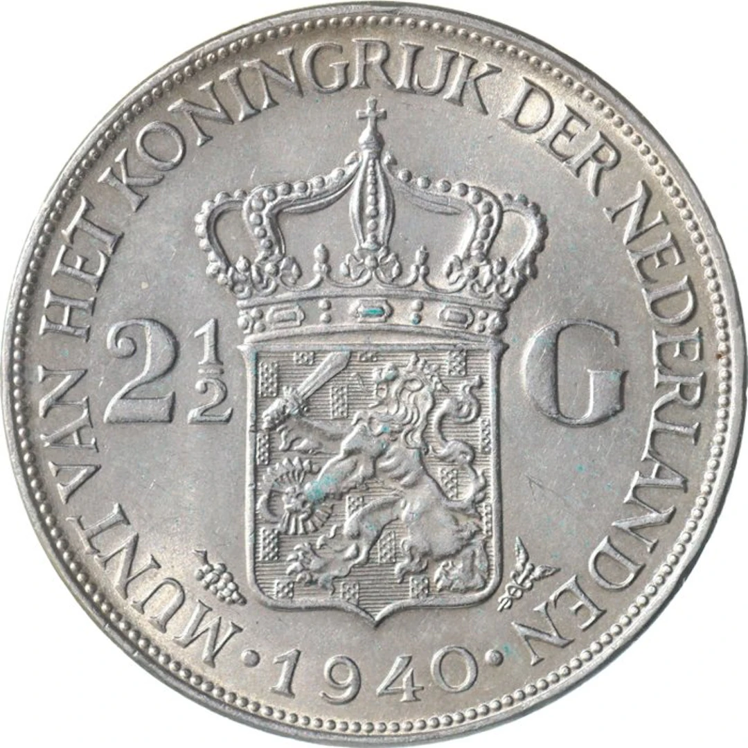 Netherlands. Wilhelmina. 2 1/2 Gulden 1940 KWALITEIT (No reserve price)