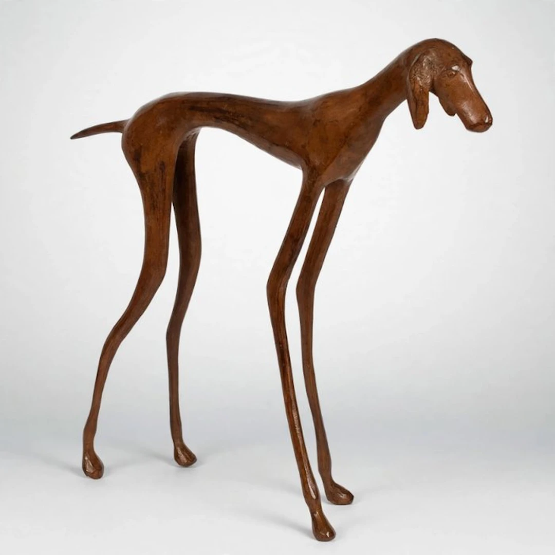 Abdoulaye Derme - Sculpture, Chien, Lévriers stylisé - 28.5 cm - Bronze