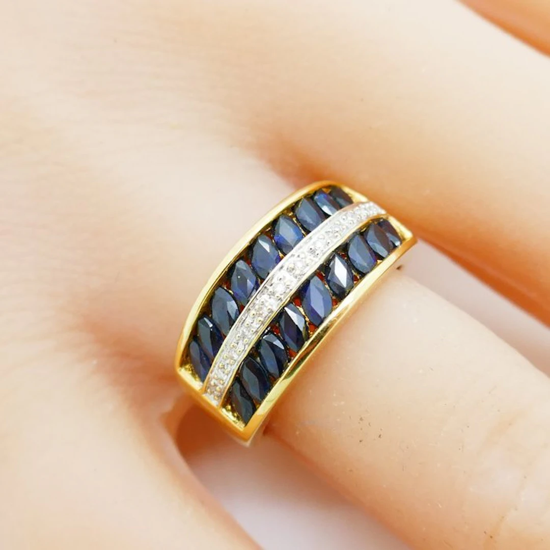 No reserve price - Ring - 18 kt. Yellow gold - 1.56ct. tw. Sapphire - Diamond