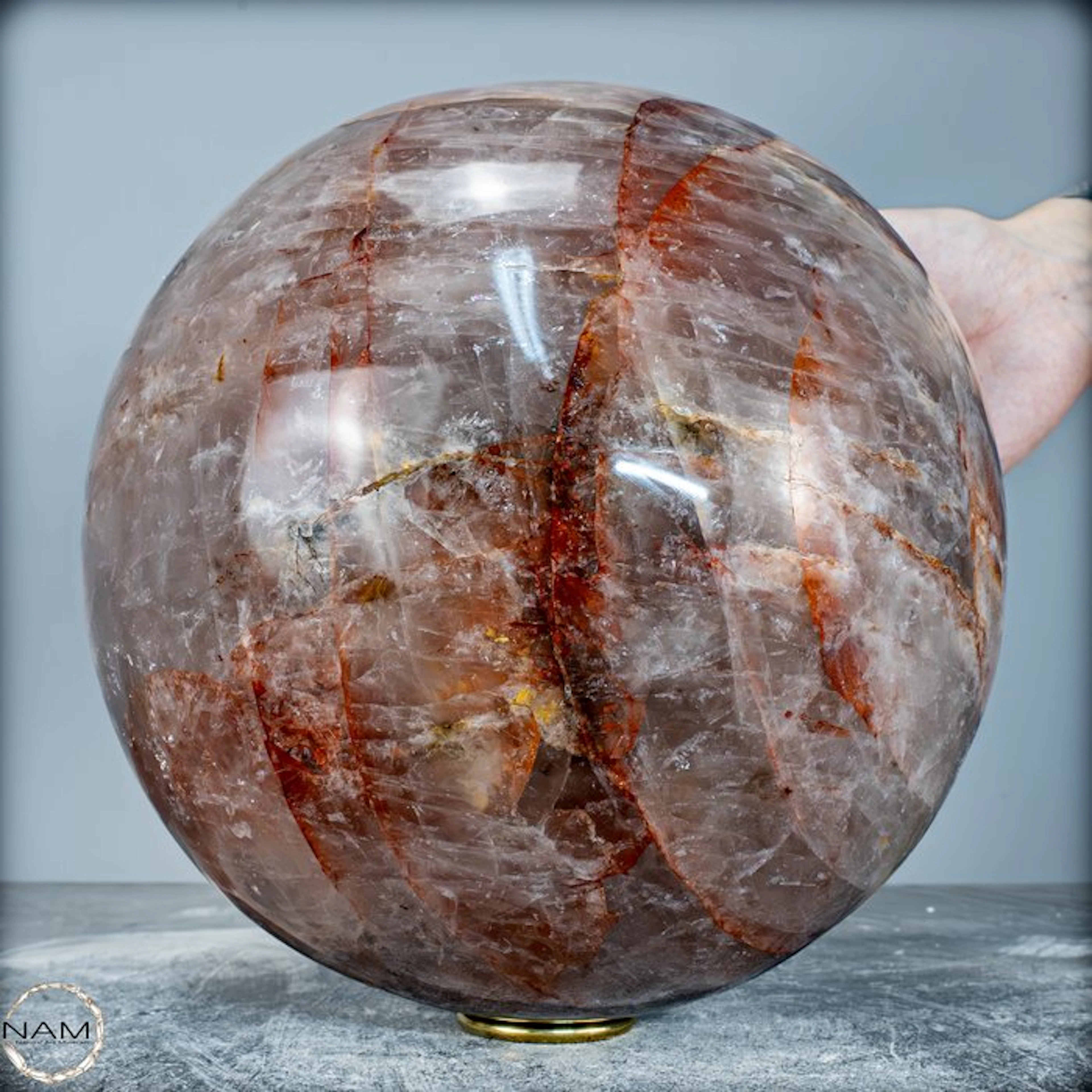 Large High Quality Red Fire Quartz Sphere - Brazil- 13714.21 g