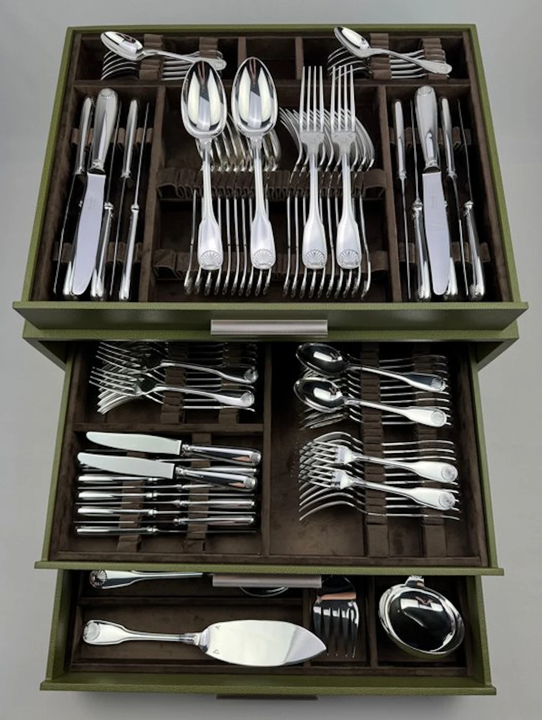 Christofle - Table service for 12 (126) - Vendôme Coquille - Silverplated