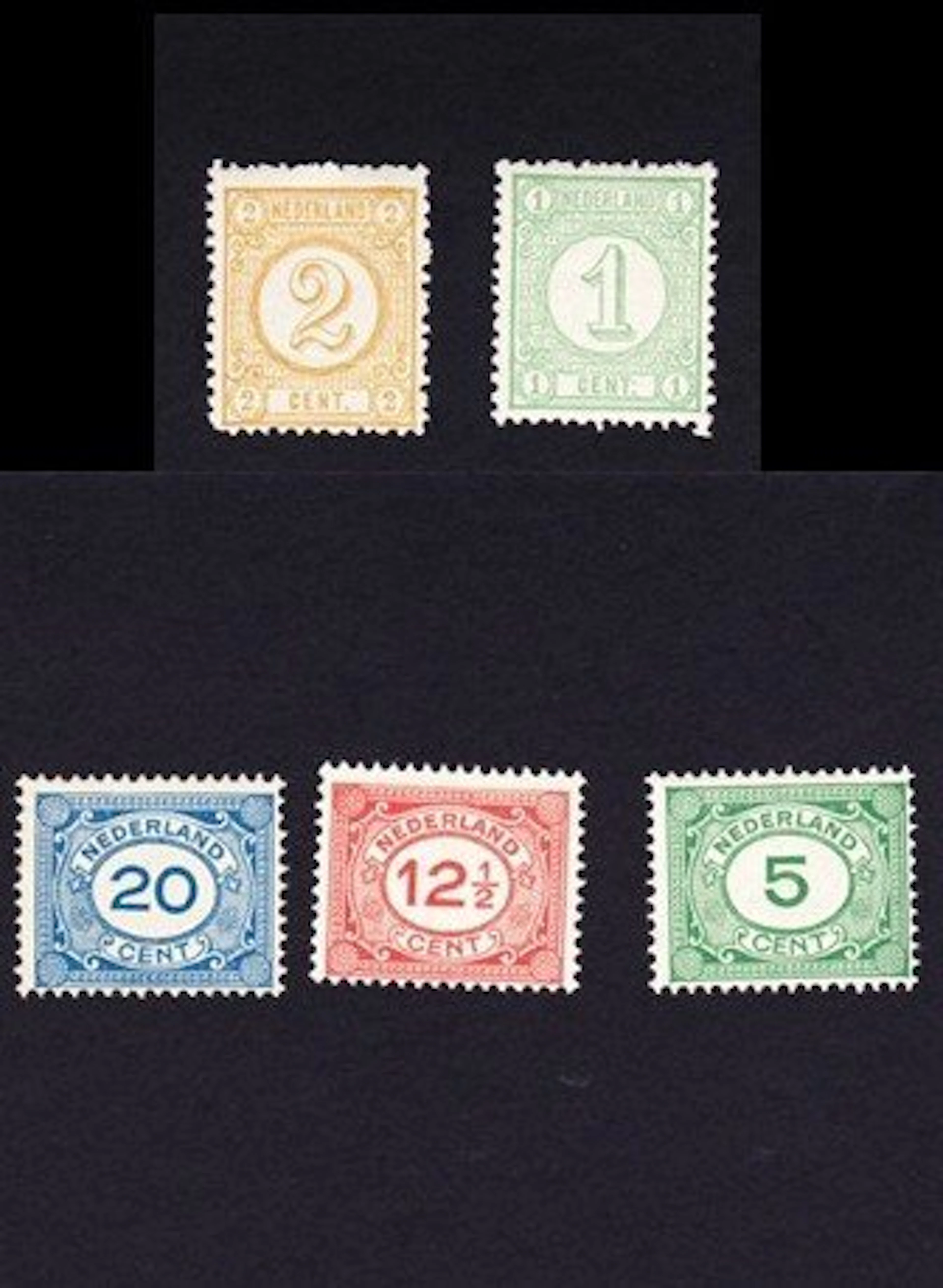 Netherlands 1894/1923 - Number/franking stamps - NVPH 31a-32a-107-108-109