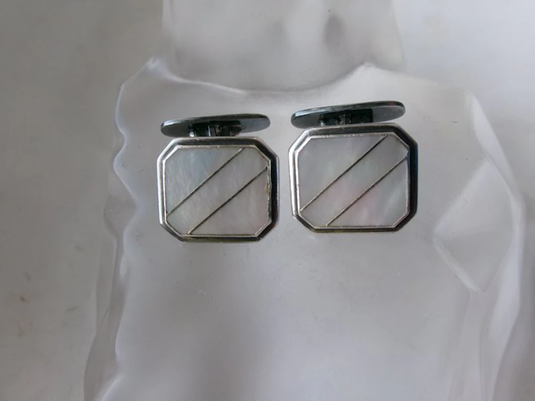 Silver, Mother-of-Pearl - Cufflinks - Art Deco