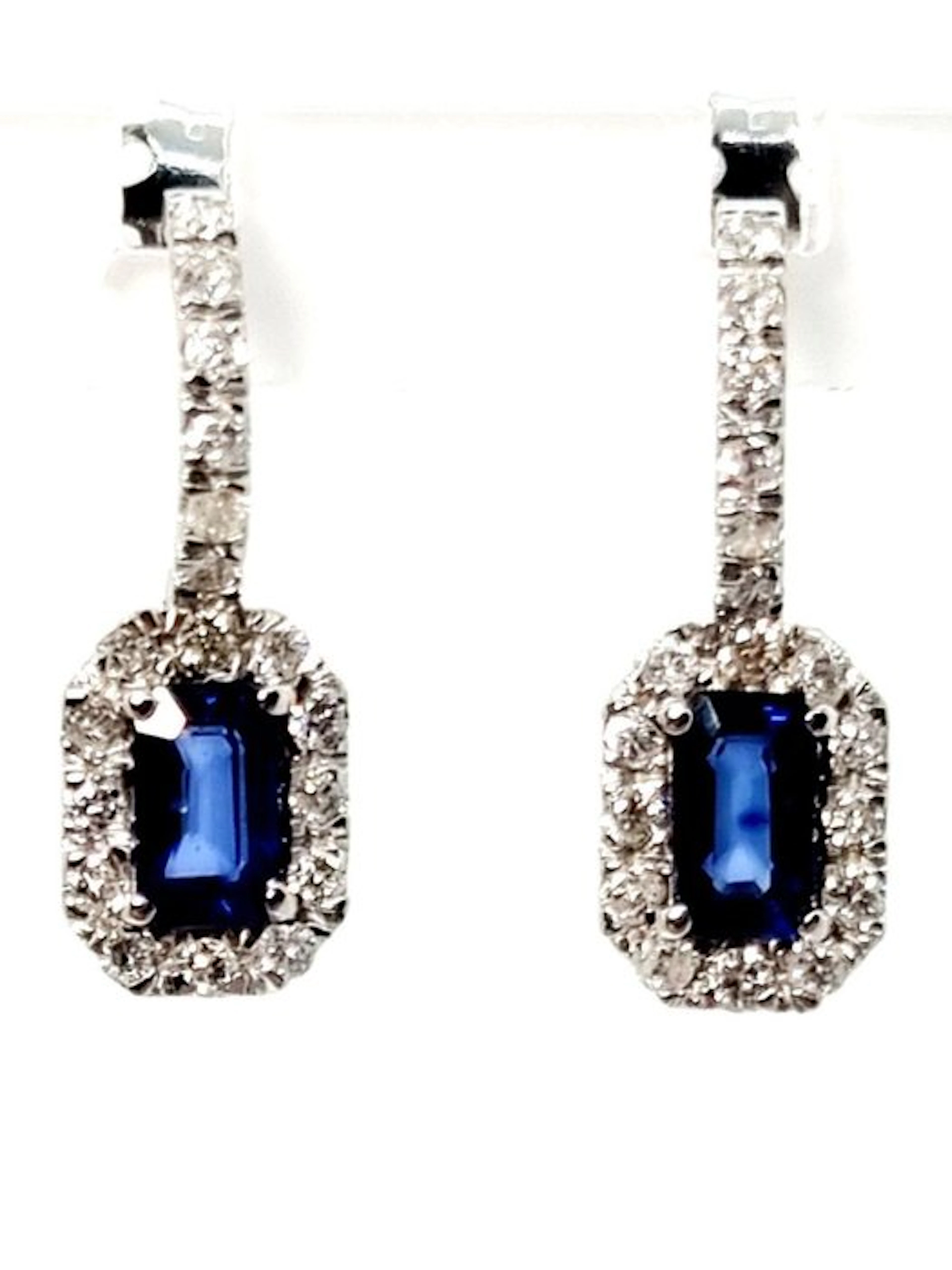 Earrings - 18 kt. White gold Sapphire - Diamond