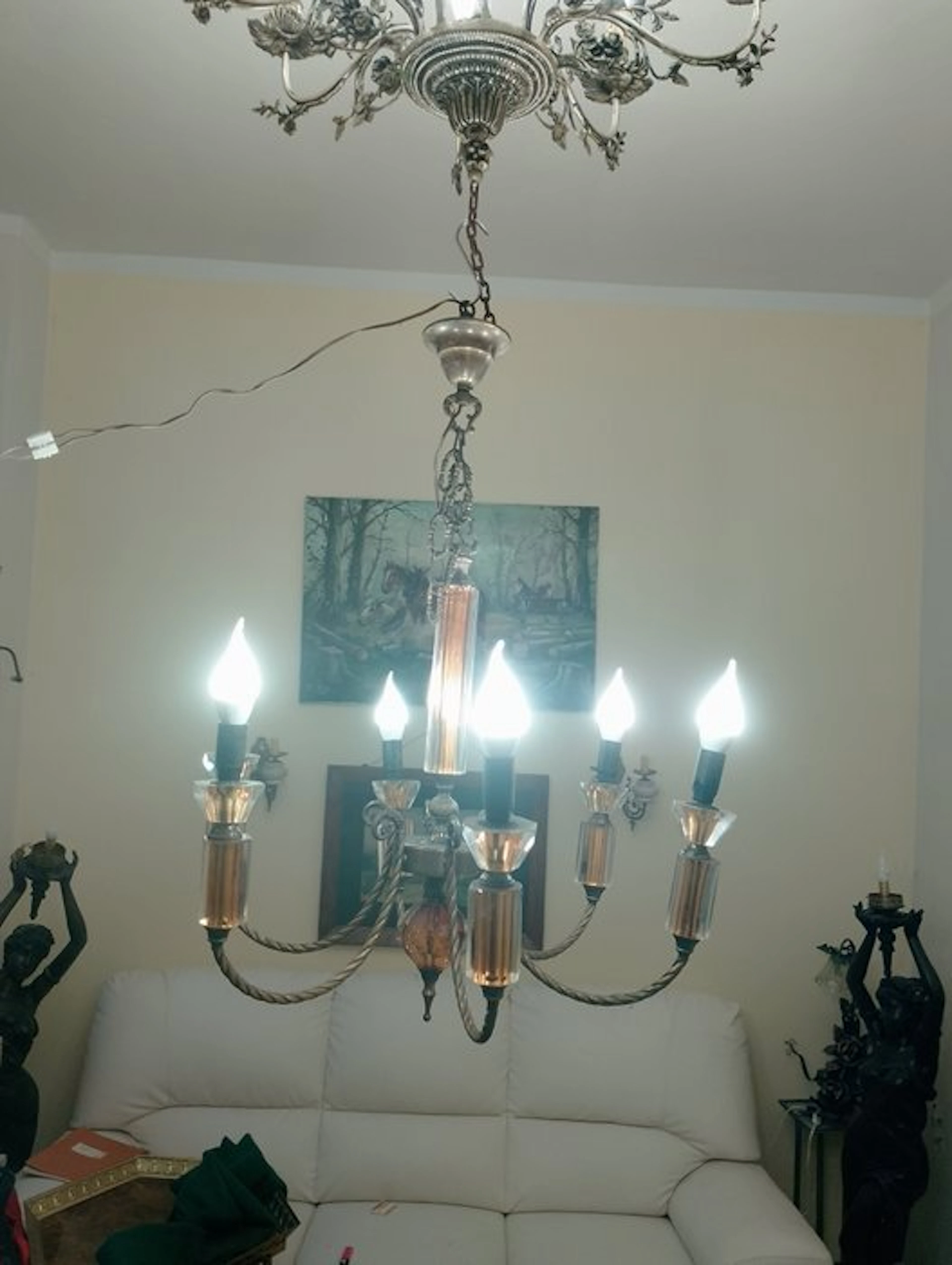 Chandelier - Brass, Amber
