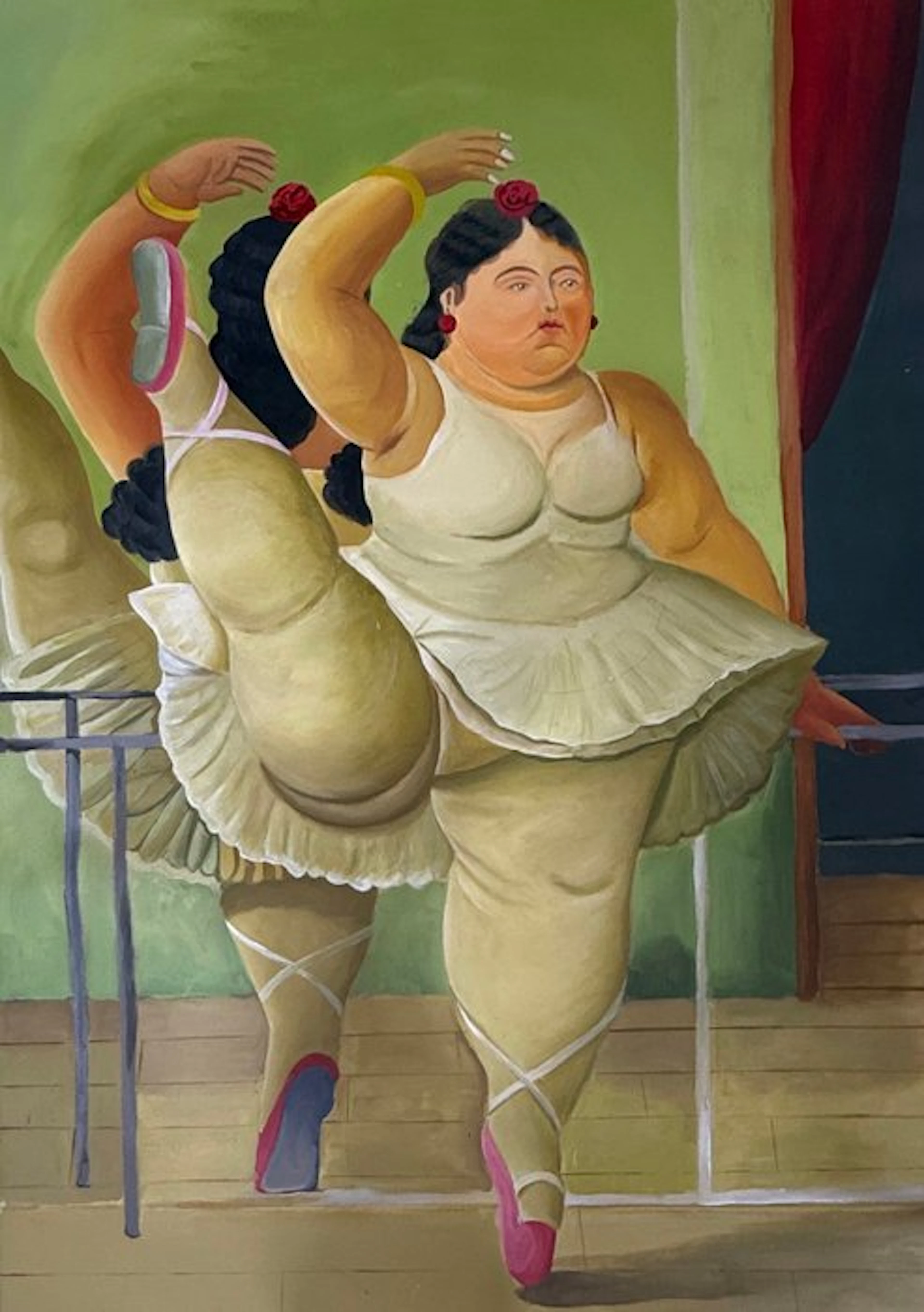 Tran Van khoa (1997) - La Danseuse au miroir 120 x 85 cm - Hommage Botero