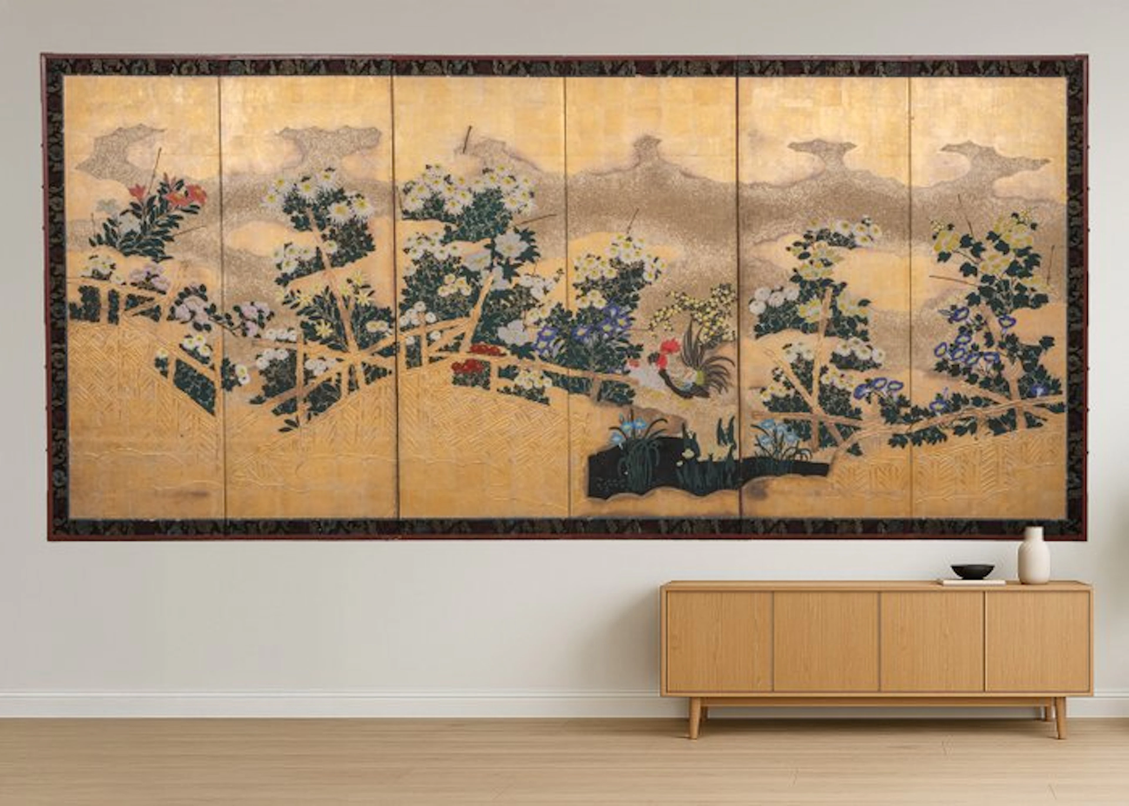 Byôbu 屏風 (folding screen) - Silk
