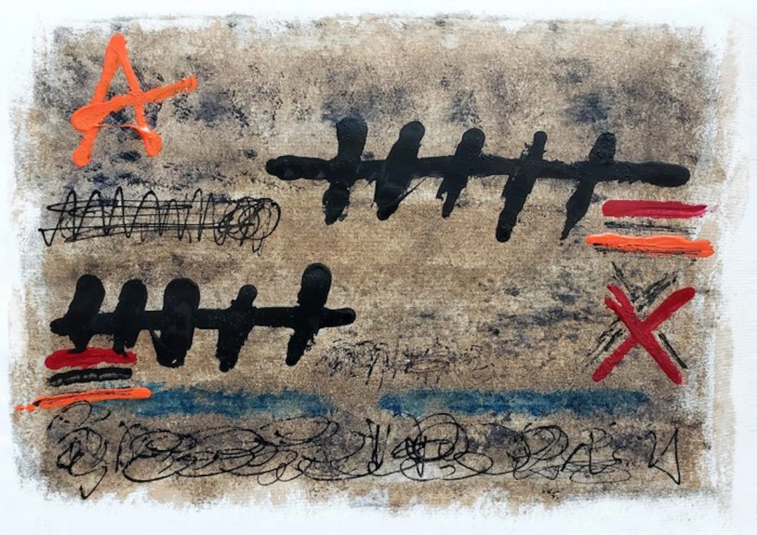 Albizen (1949) - Berlin, The wall fall (Tribute to Tapies) NO RESERVE .