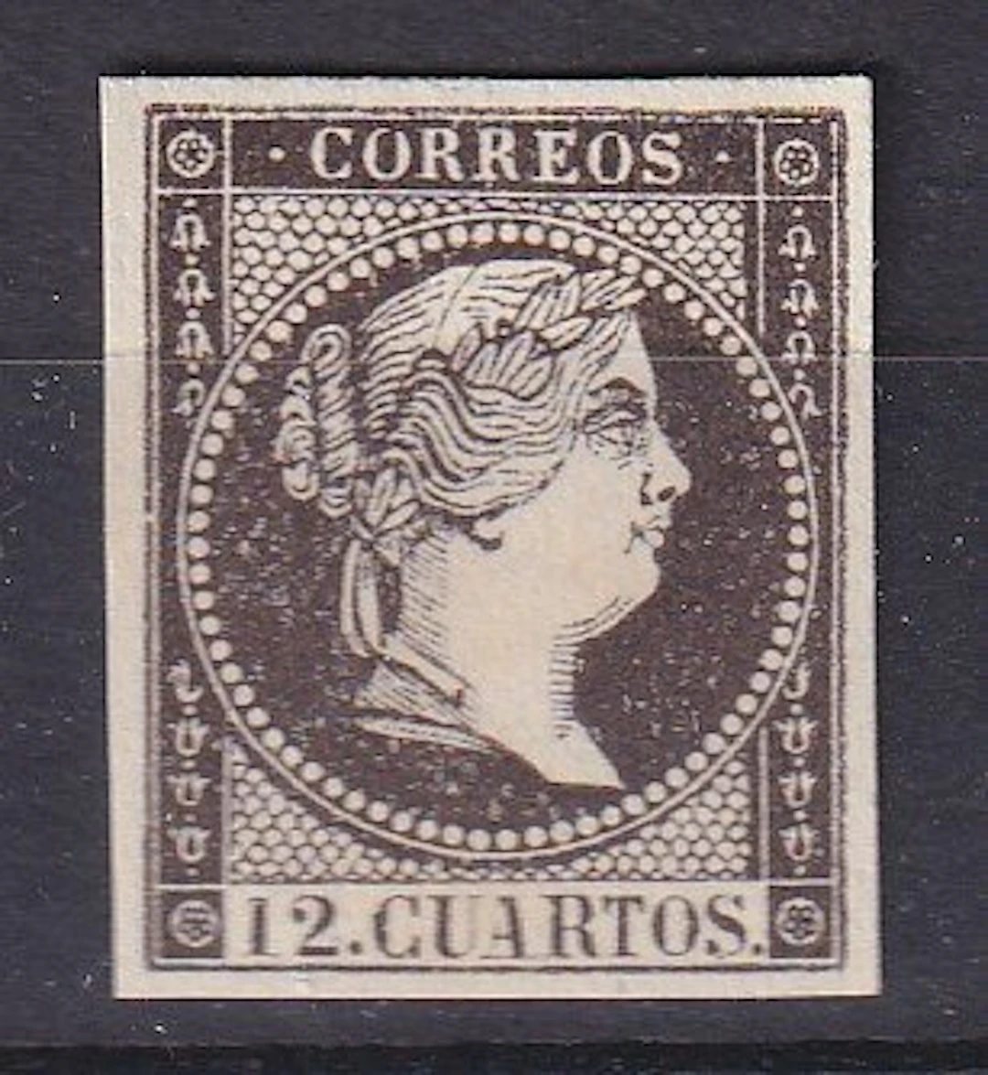 Spain 1855 - Not issued Elizabeth II - Color Proof - Black - Edifil NE1