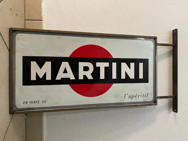 Martini - Martini sign with a wall-mounted bracket. - martini - Plaque - Iron