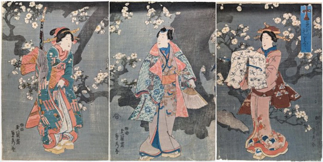 Utagawa Sadahide — Cherry-blossom triptych | Edo period